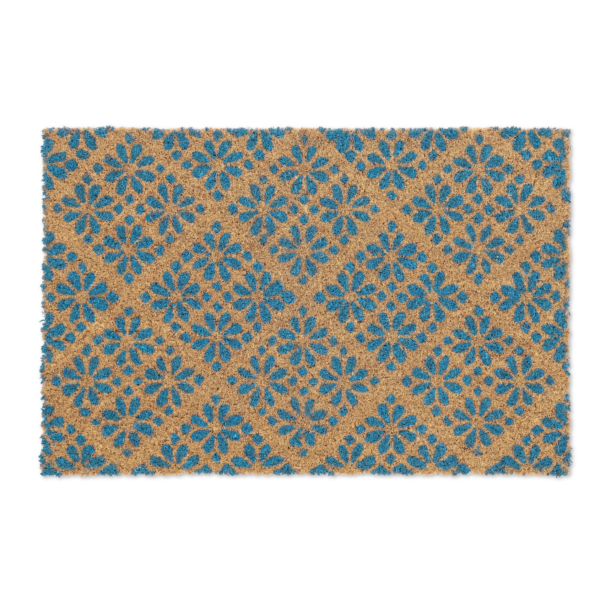 Fussmatte floralen Design Blau-Hellbraun von Relaxdays