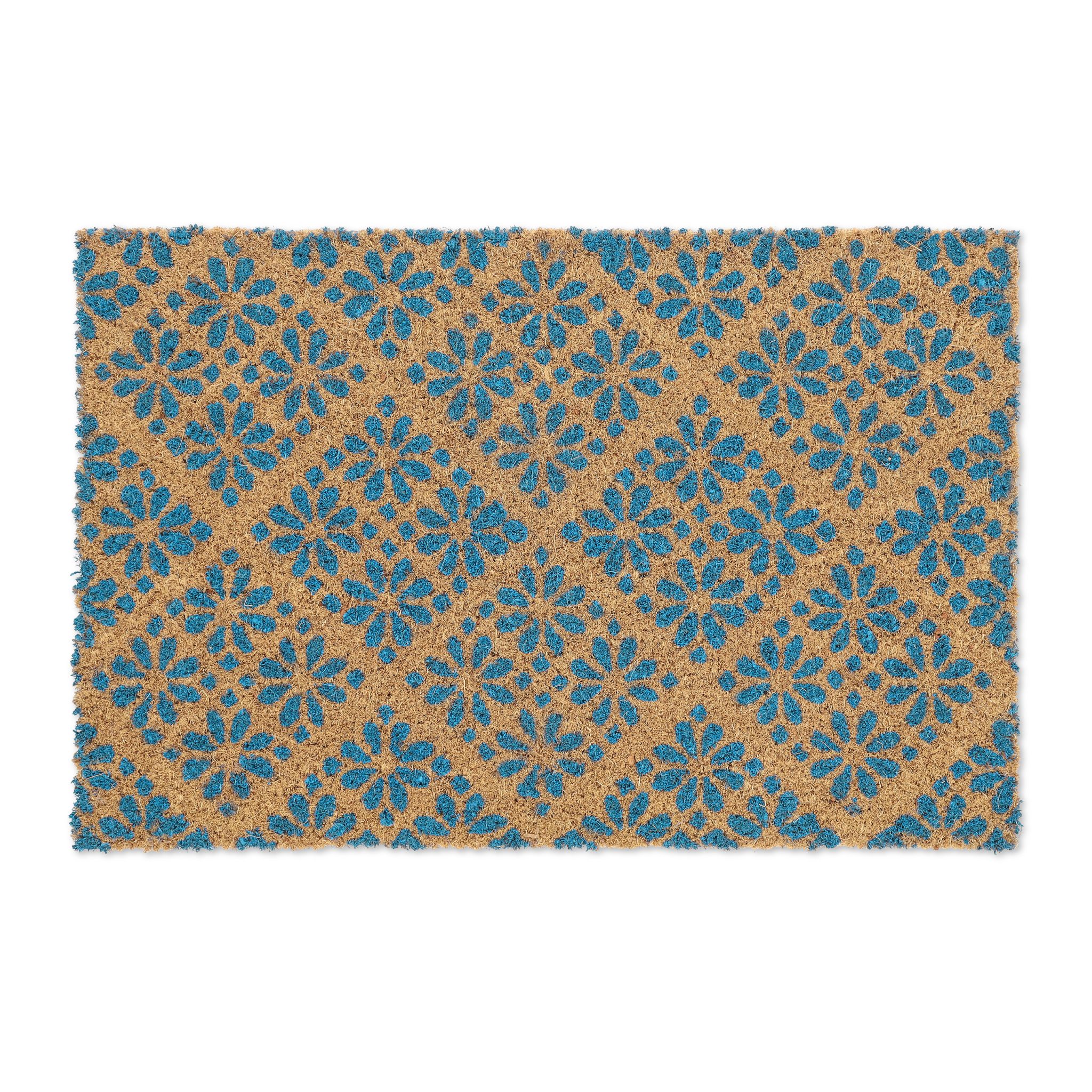 Fussmatte floralen Design Blau-Hellbraun von Relaxdays