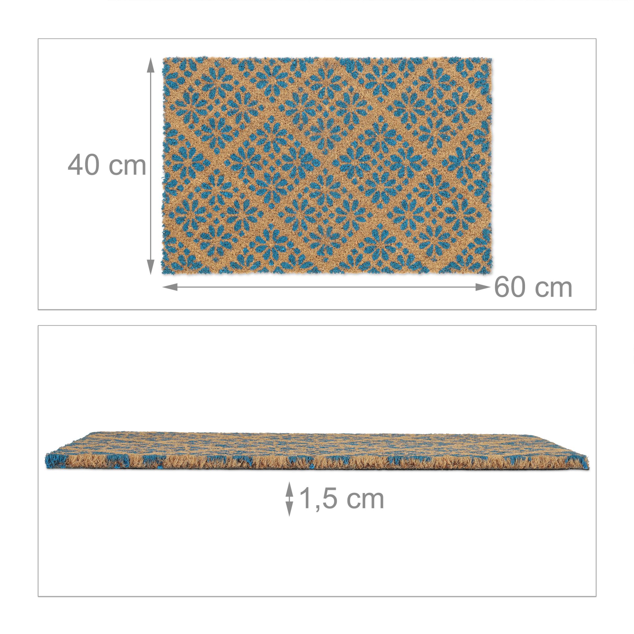 Fussmatte floralen Design Blau-Hellbraun von Relaxdays