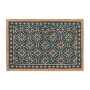Fussmatte floralen Design Blau-Hellbraun von Relaxdays