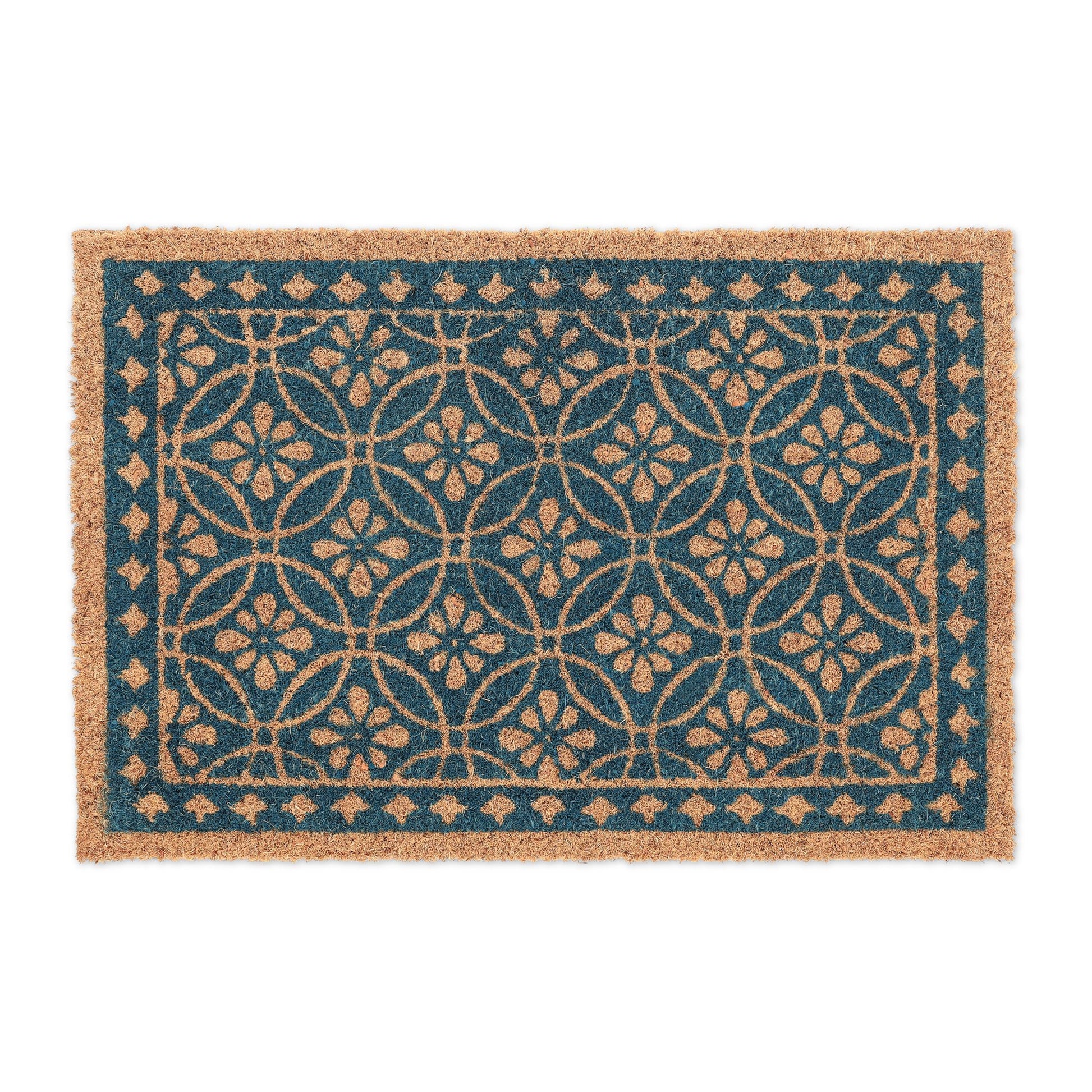 Fussmatte floralen Design Blau-Hellbraun von Relaxdays