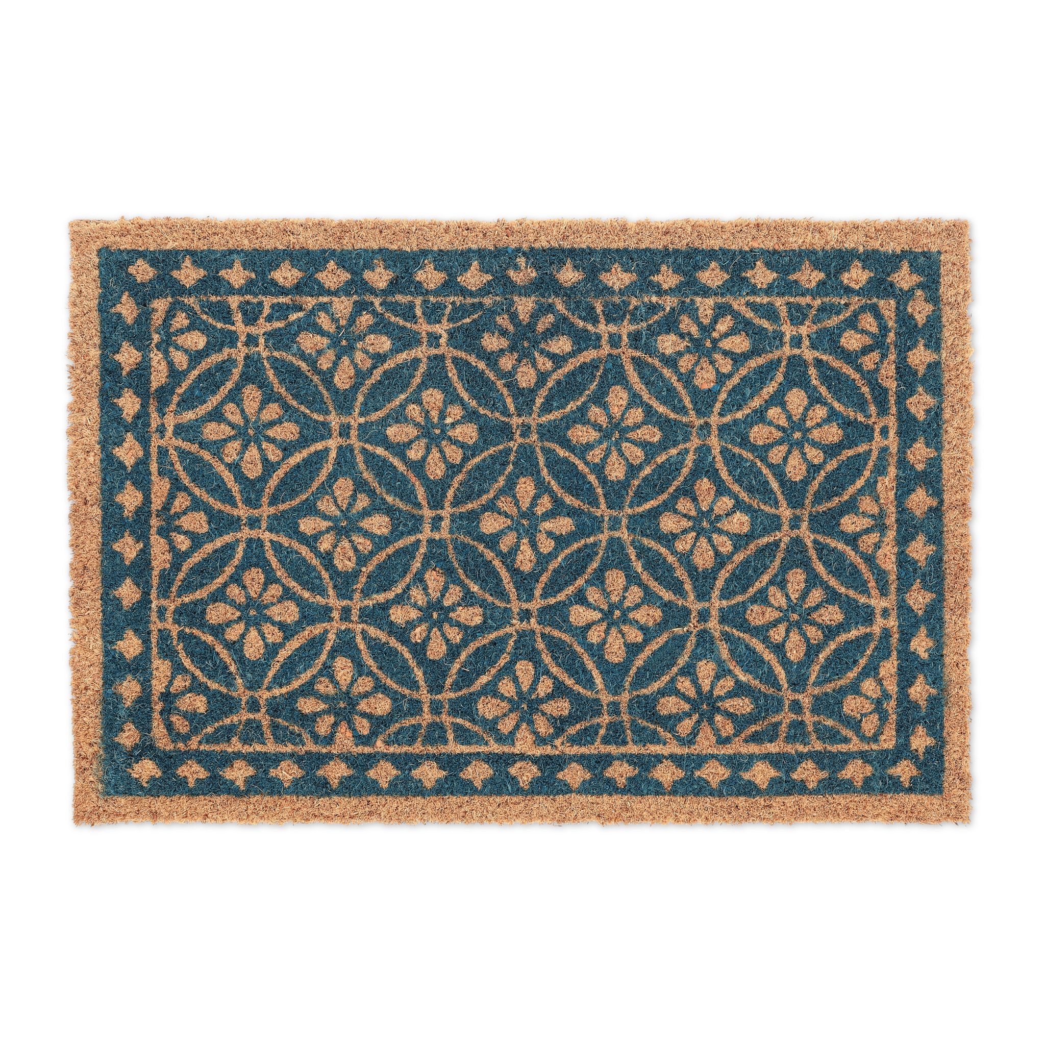 Fussmatte floralen Design Blau-Hellbraun von Relaxdays