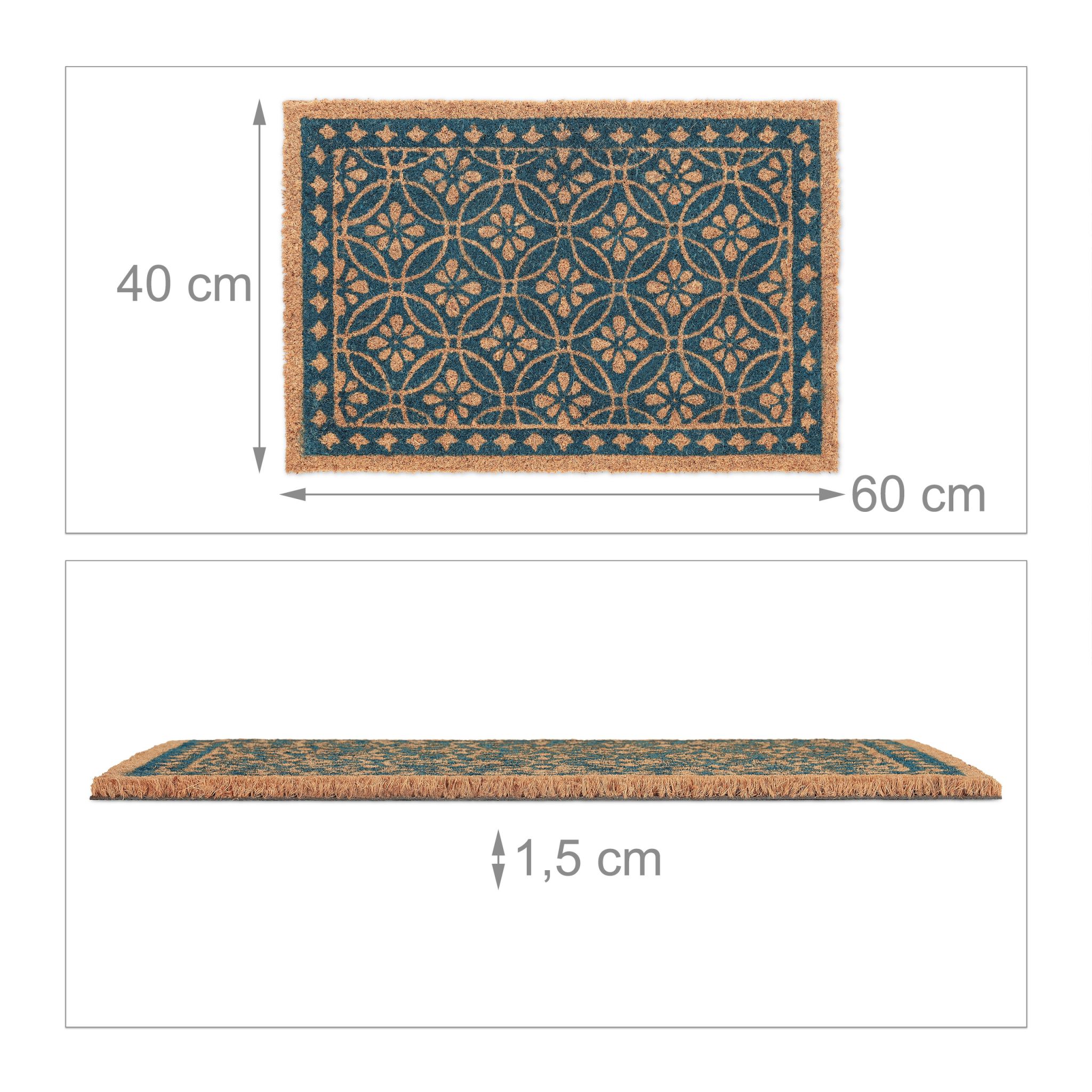 Fussmatte floralen Design Blau-Hellbraun von Relaxdays