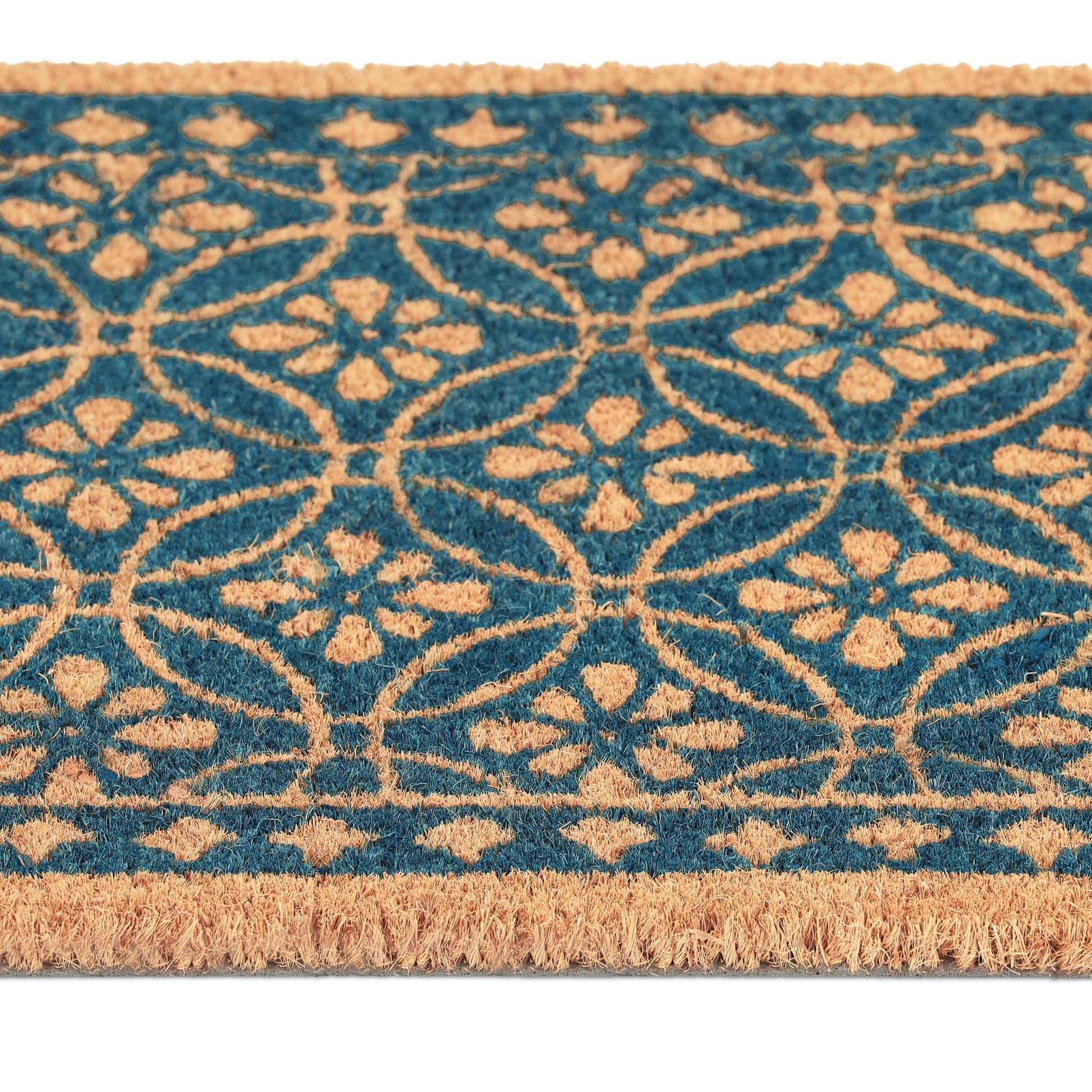 Fussmatte floralen Design Blau-Hellbraun von Relaxdays