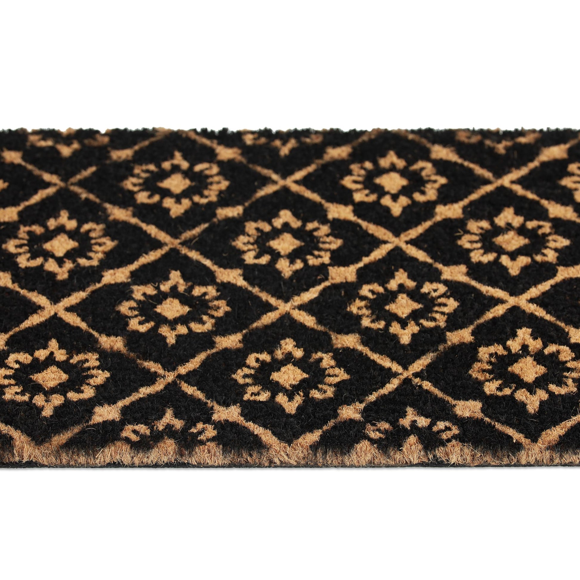 Kokos Fussmatte mit Ornamenten Hellbraun-Schwarz von Relaxdays