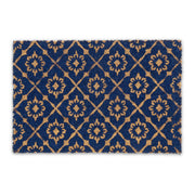 Fussmatte floralen Design Dunkelblau-Hellbraun von Relaxdays