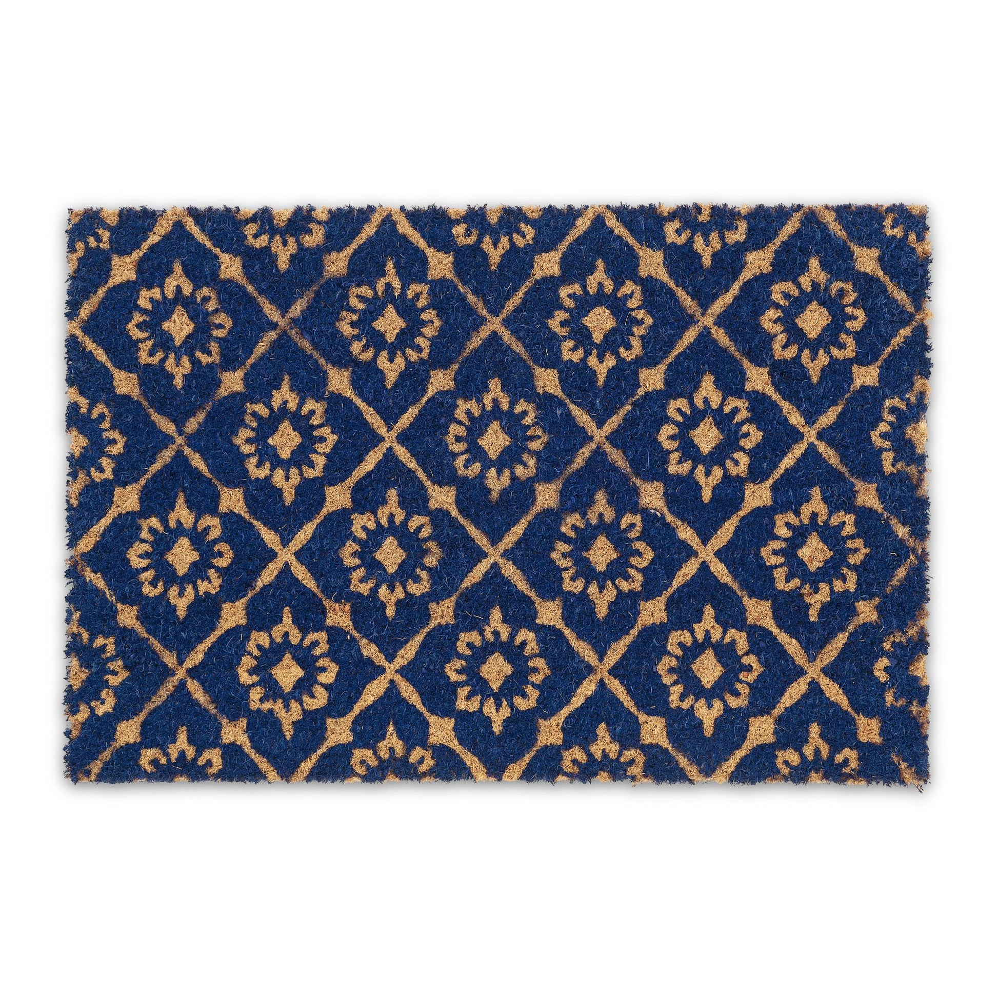 Fussmatte floralen Design Dunkelblau-Hellbraun von Relaxdays