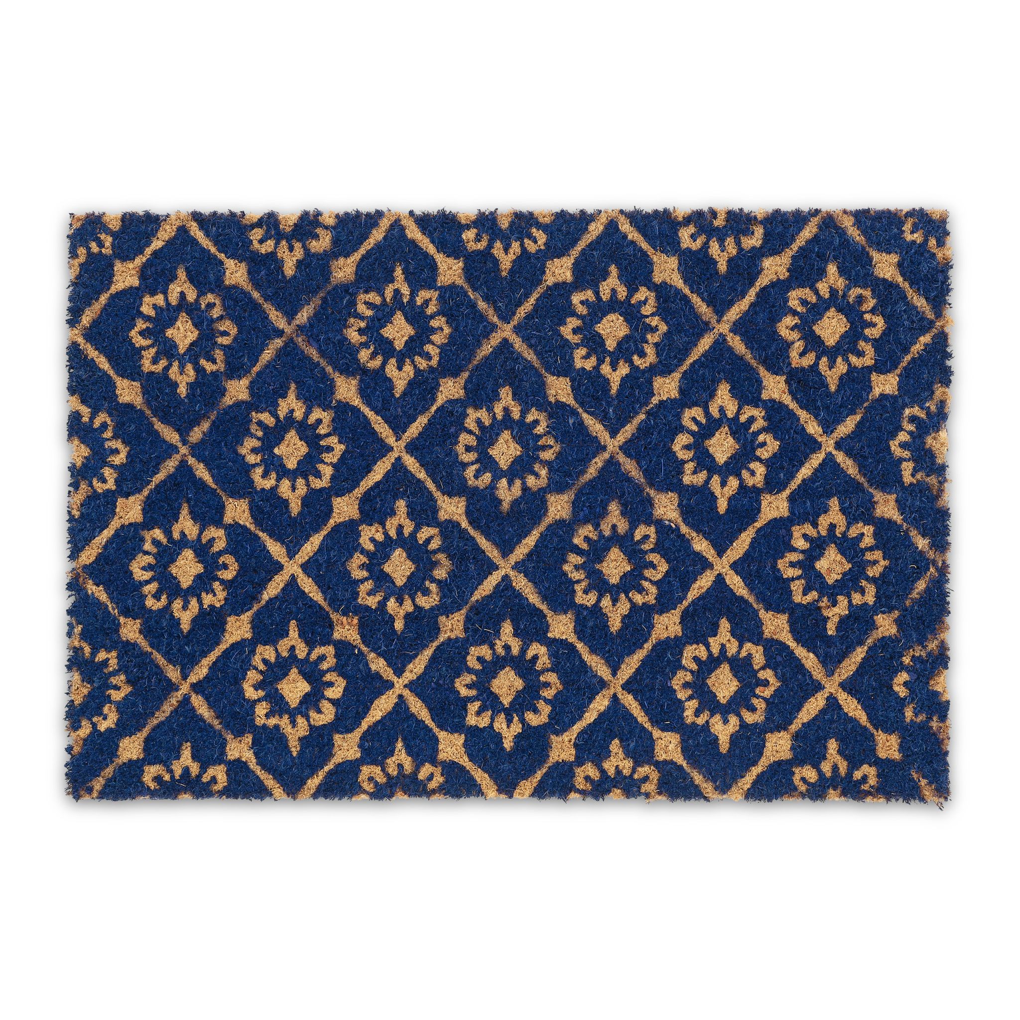 Fussmatte floralen Design Dunkelblau-Hellbraun von Relaxdays