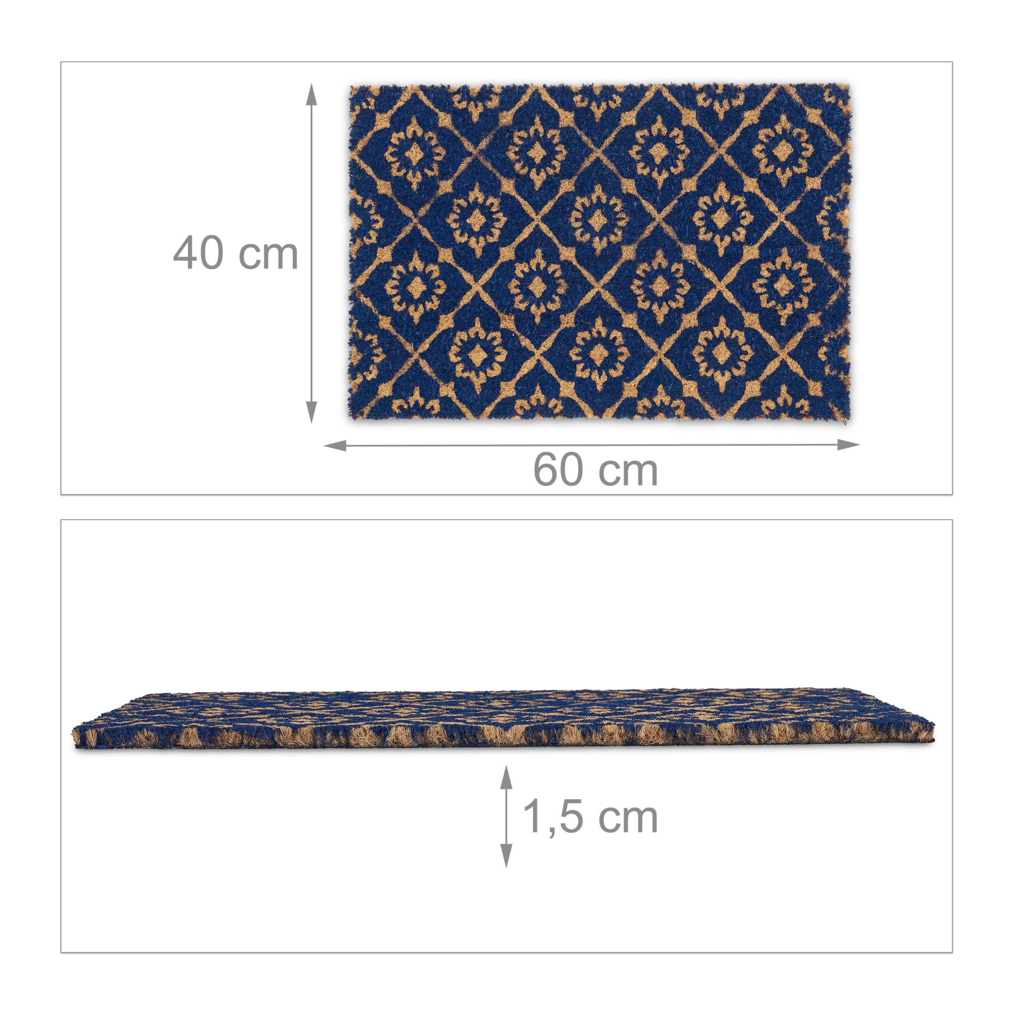 Fussmatte floralen Design Dunkelblau-Hellbraun von Relaxdays