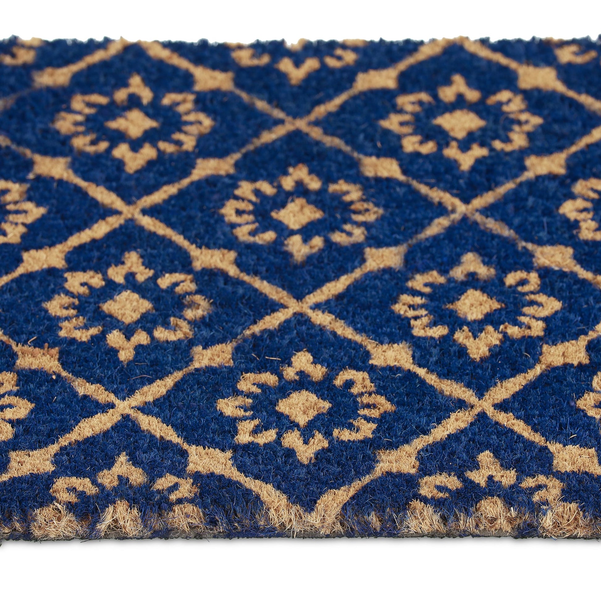 Fussmatte floralen Design Dunkelblau-Hellbraun von Relaxdays