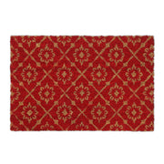 Kokos Fussmatte mit floralem Muster Hellbraun-Rot von Relaxdays