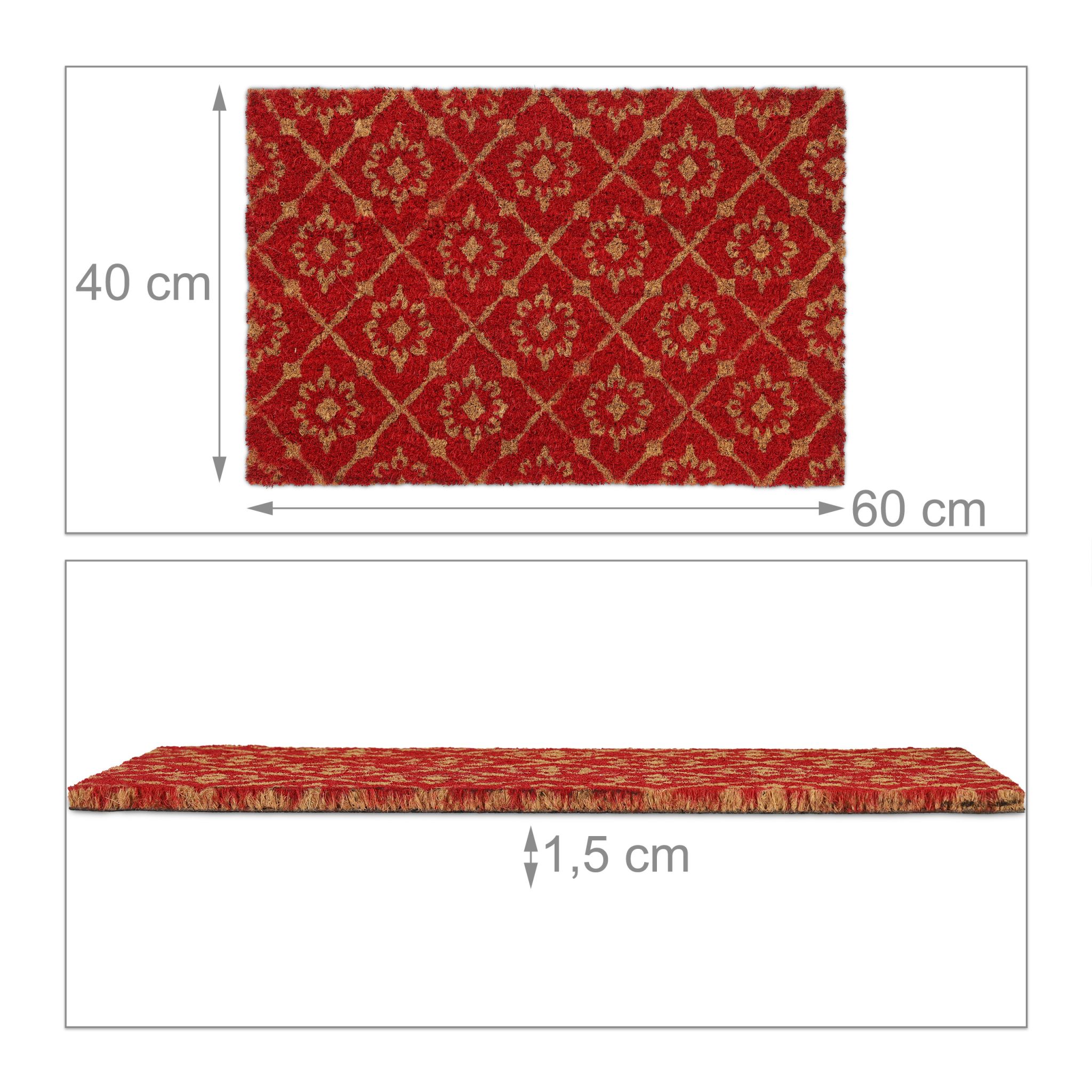 Kokos Fussmatte mit floralem Muster Hellbraun-Rot von Relaxdays