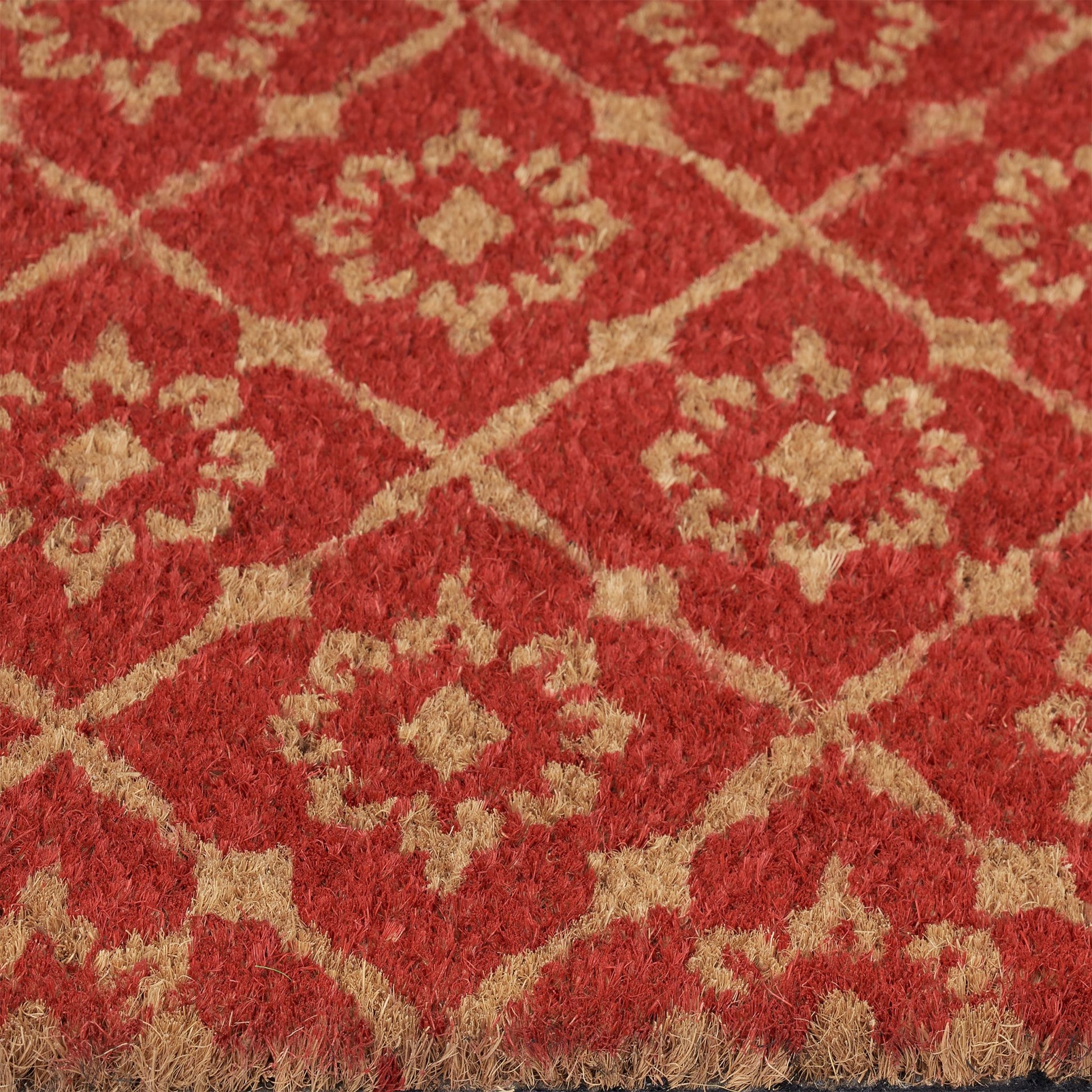 Kokos Fussmatte mit floralem Muster Hellbraun-Rot von Relaxdays