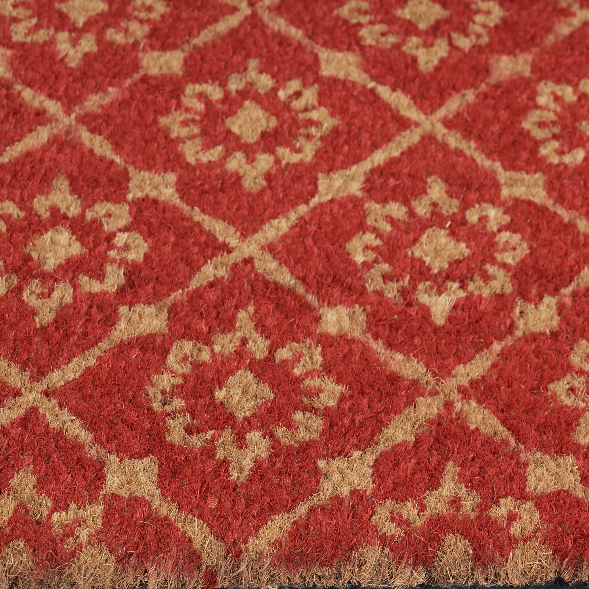 Kokos Fussmatte mit floralem Muster Hellbraun-Rot von Relaxdays