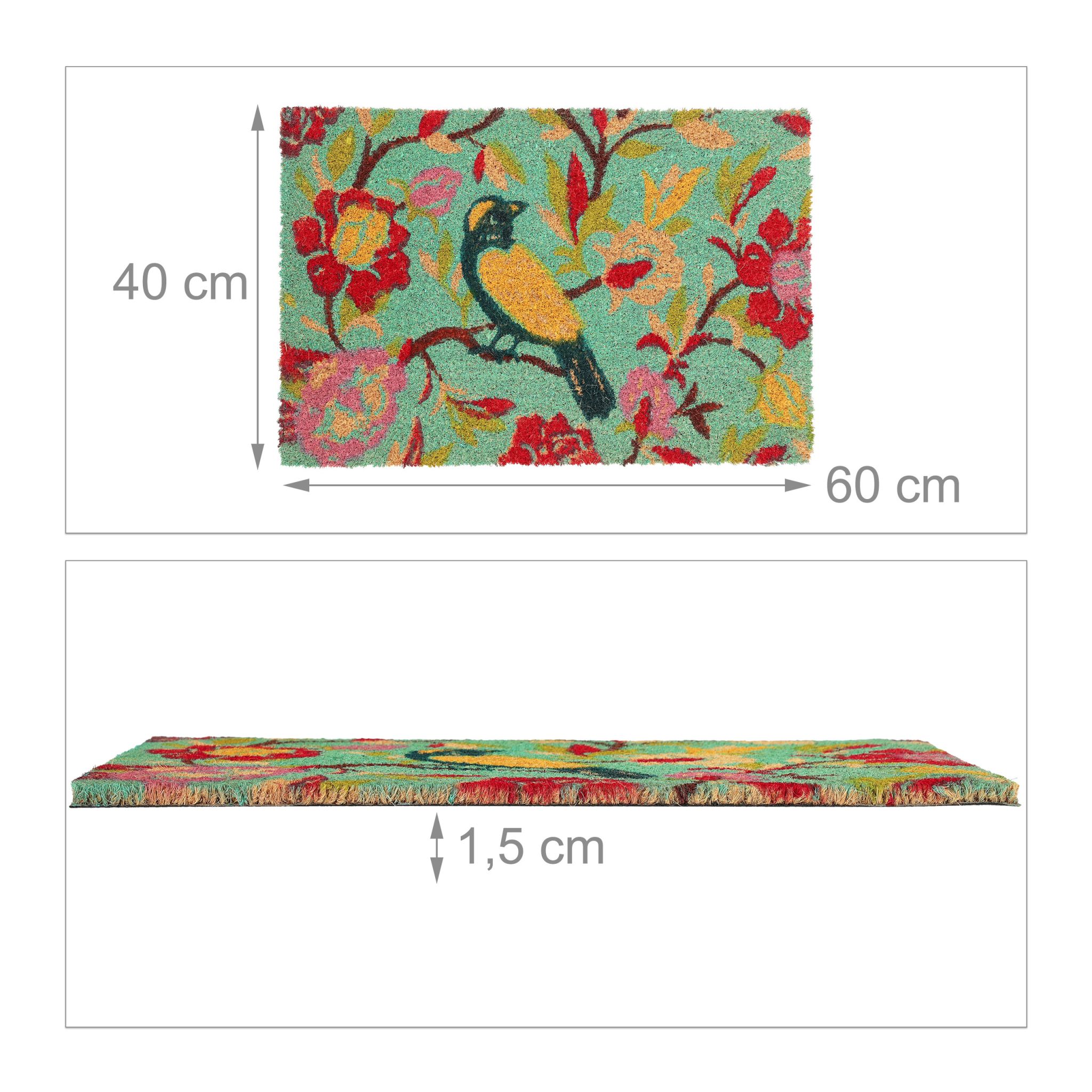 Bunte Fussmatte mit Vogel-Motiv Blau-Gelb-Rot von Relaxdays