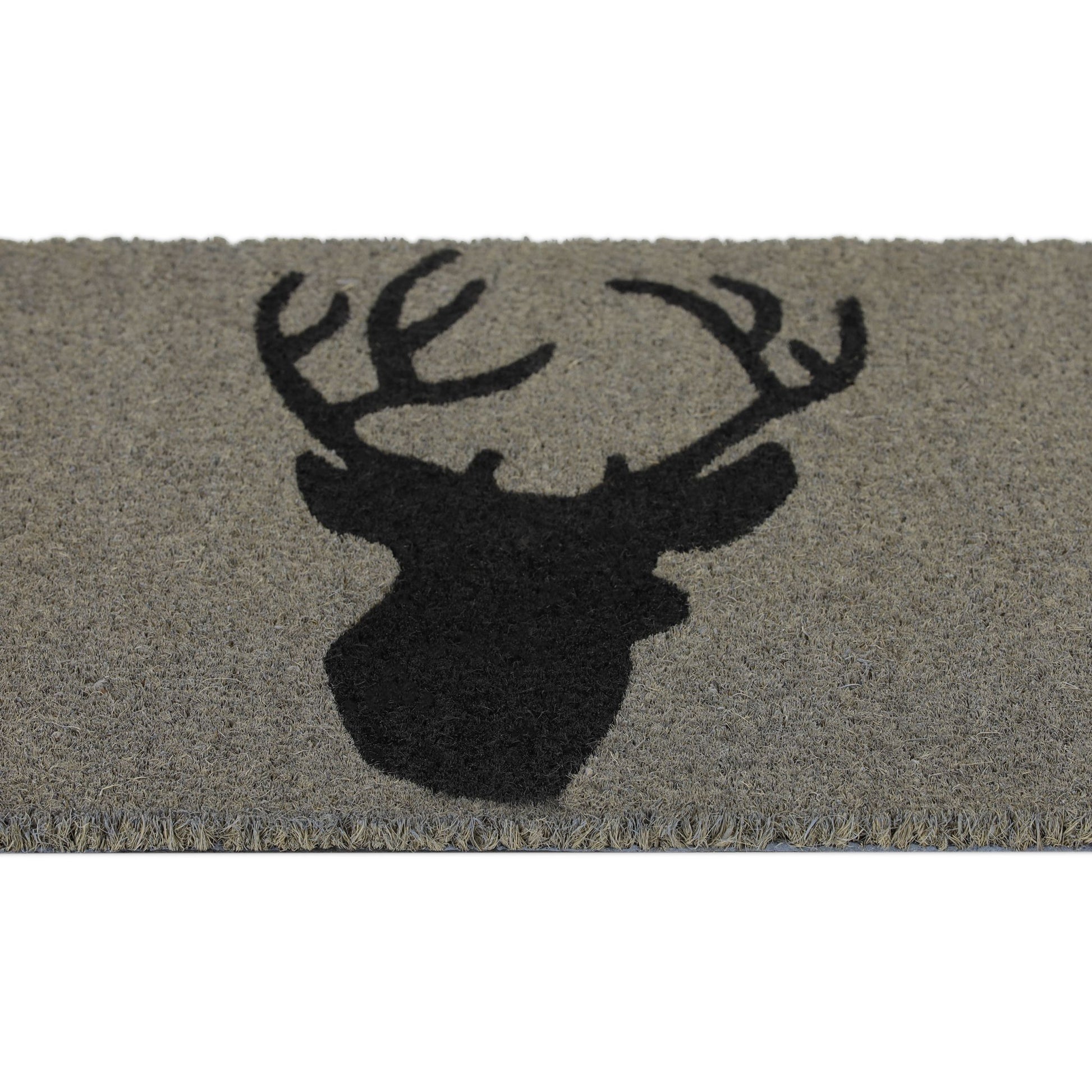 Kokos Fussmatte mit Hirsch Schwarz-Grau von Relaxdays