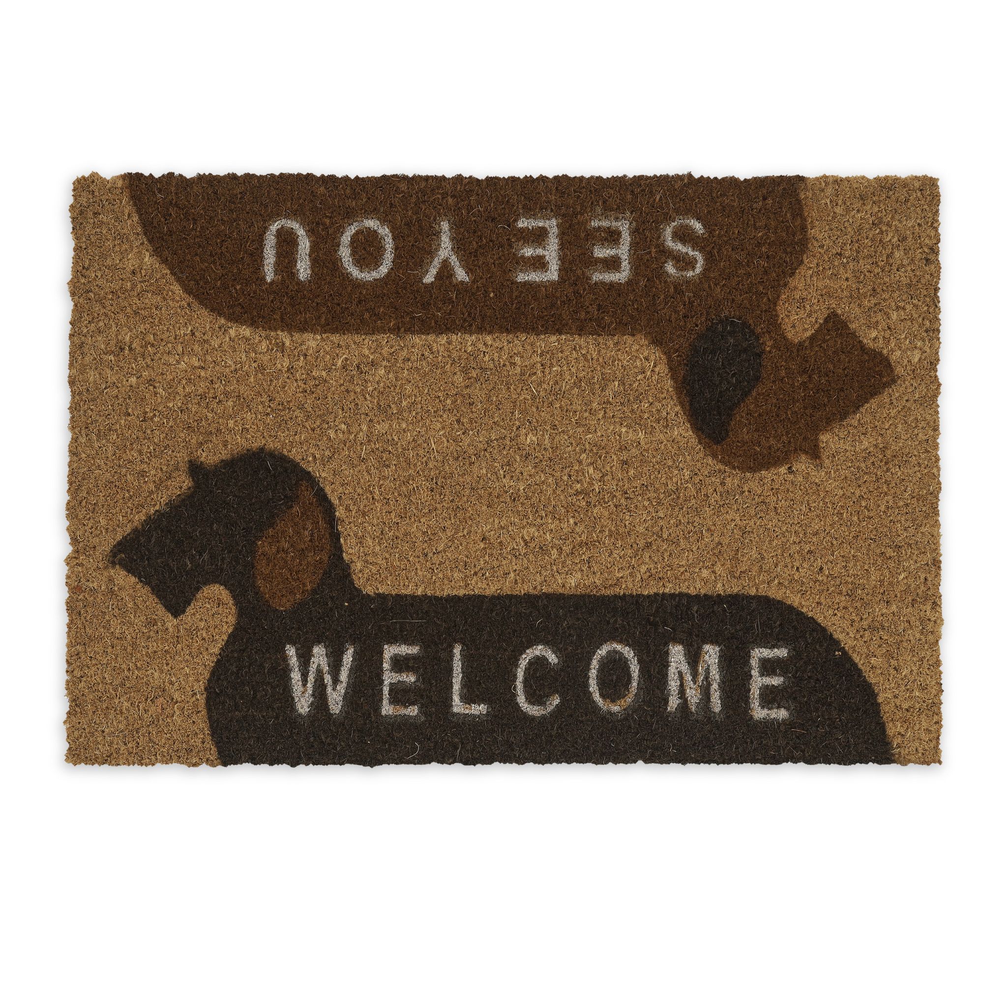 Kokos Fussmatte Welcome - See You Braun-Dunkelbraun-Hellbraun von Relaxdays
