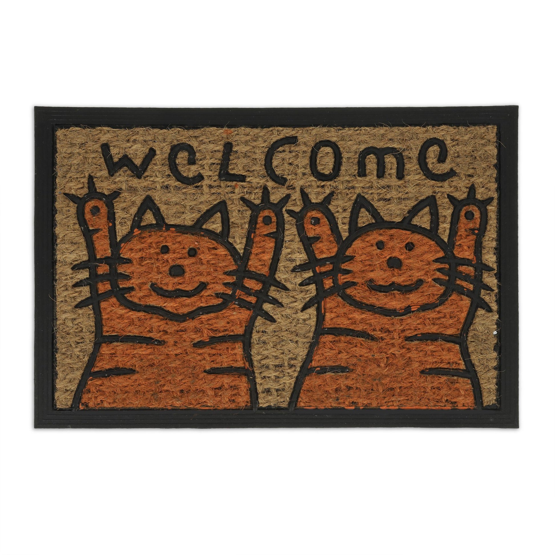 Fussmatte Kokos Katzen Hellbraun-Orange-Schwarz von Relaxdays