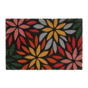 Kokos Fussmatte mit Blumenmotiv Hellblau-Rot-Schwarz von Relaxdays