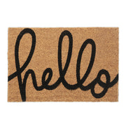 Kokos Fussmatte Hello Beige-Schwarz von Relaxdays