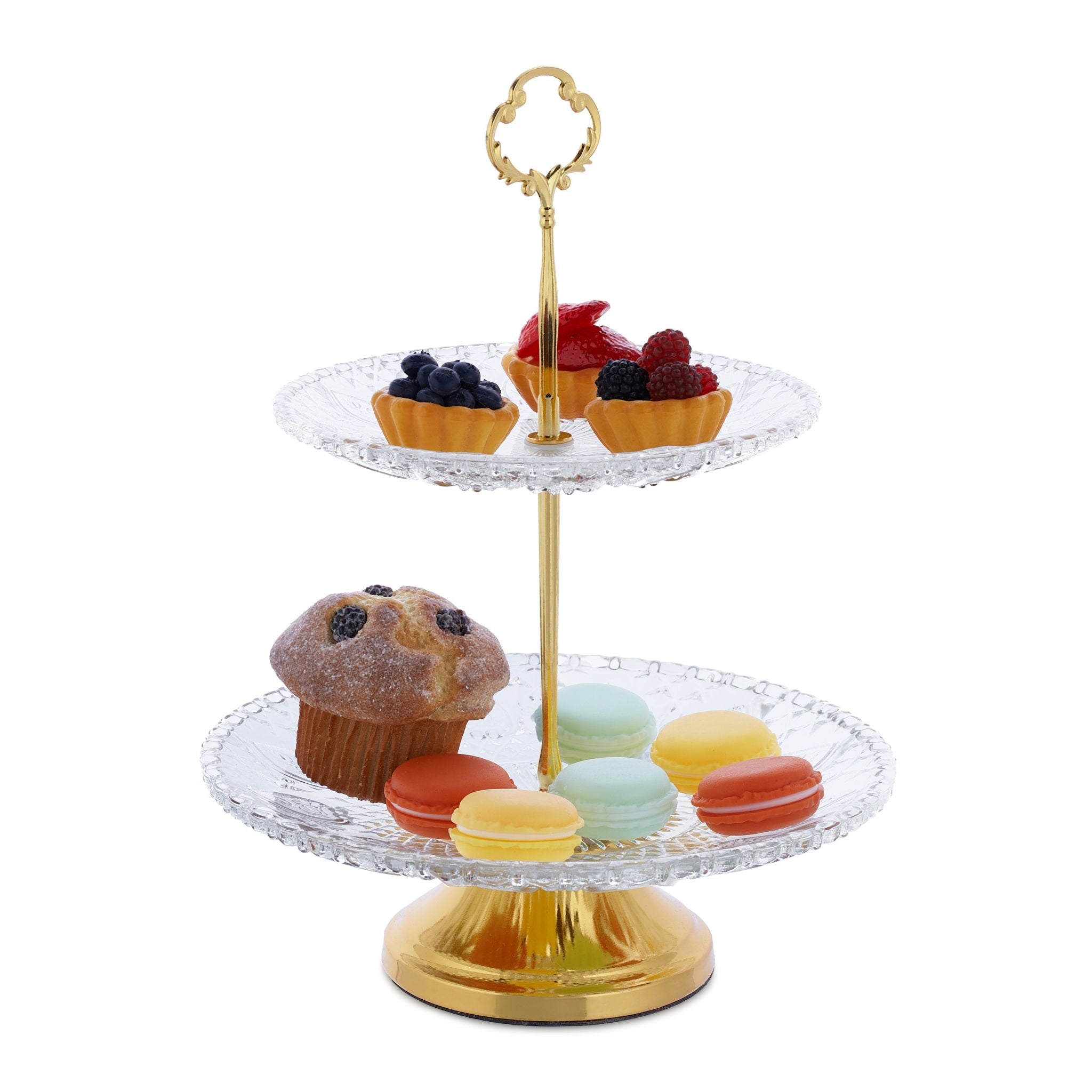 2-stöckige Etagere Glas Gold-Transparent von Relaxdays