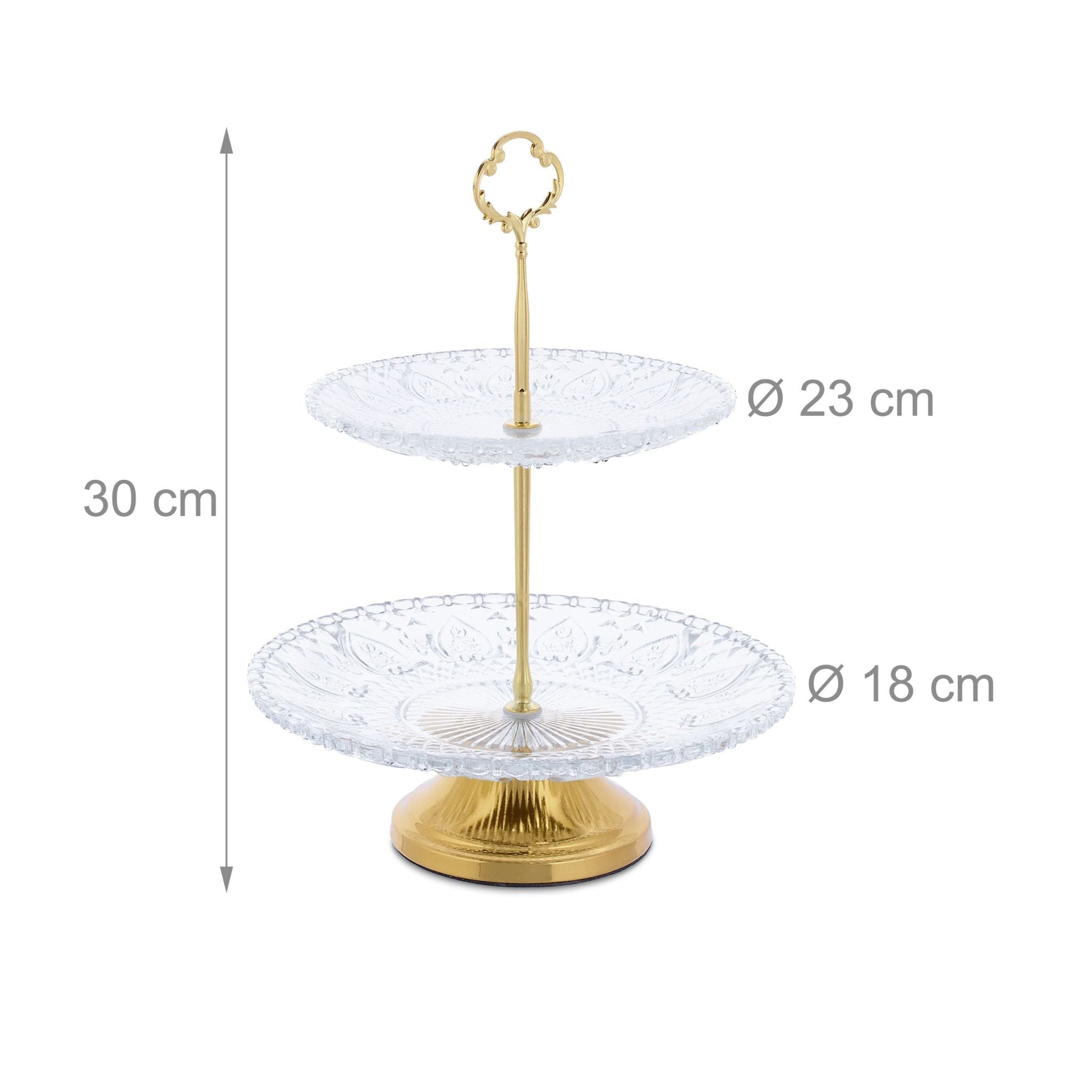 2-stöckige Etagere Glas Gold-Transparent von Relaxdays