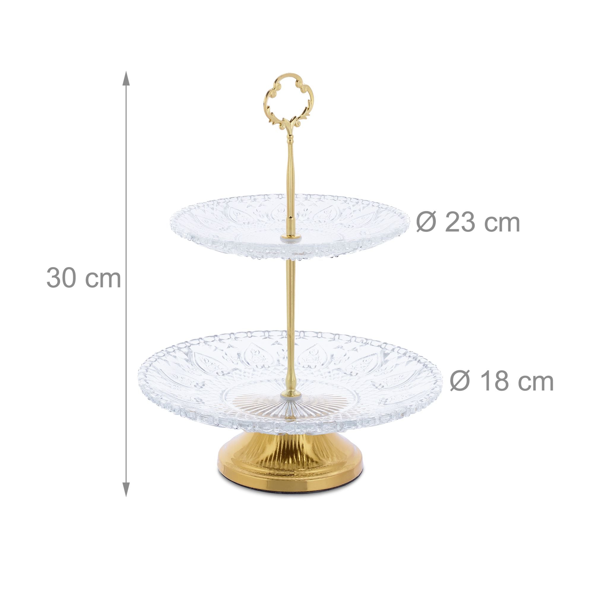 2-stöckige Etagere Glas Gold-Transparent von Relaxdays