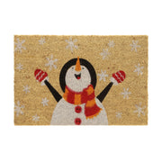 Fussmatte Kokos Schneemann Weiss-Hellbraun-Rot von Relaxdays