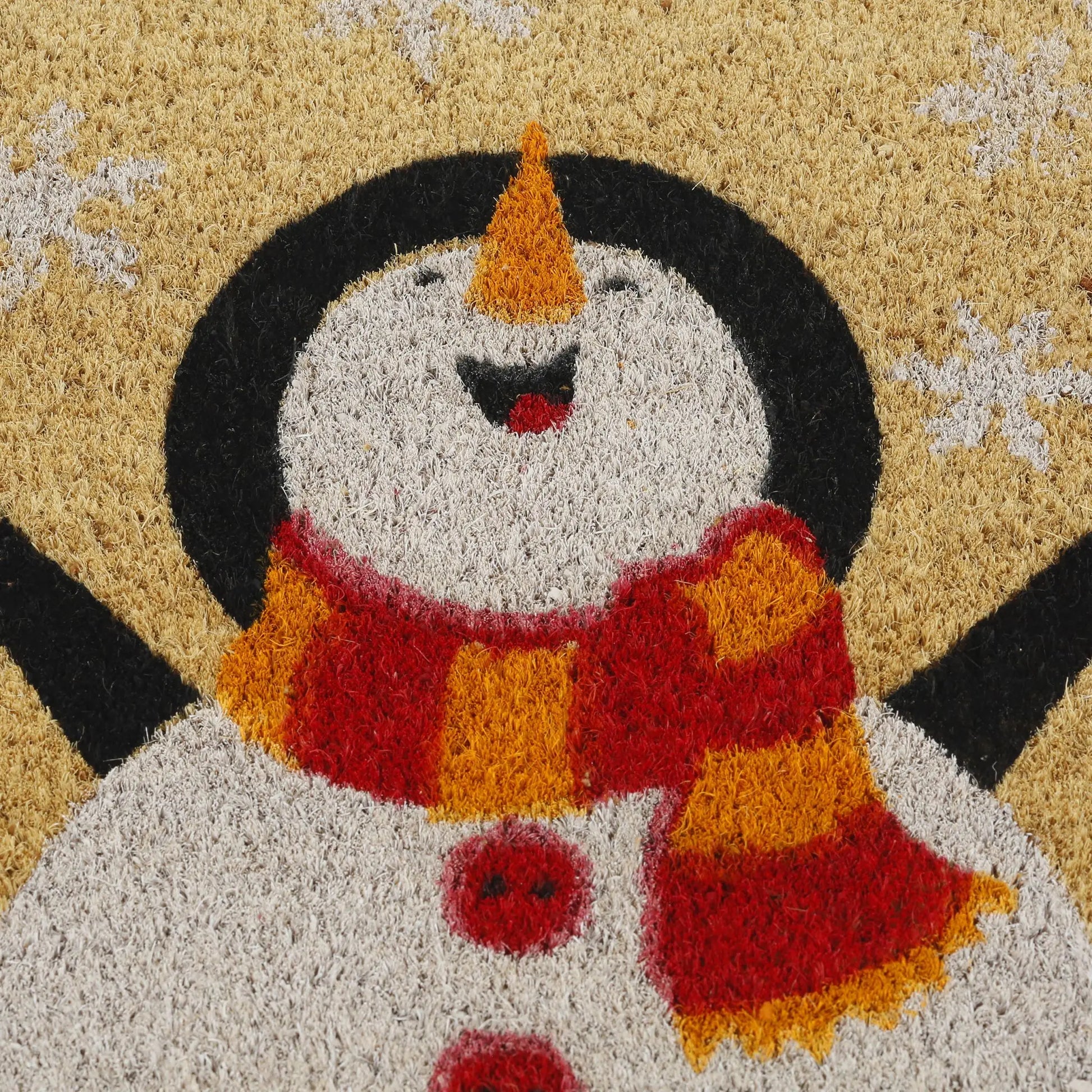 Fussmatte Kokos Schneemann Weiss-Hellbraun-Rot von Relaxdays