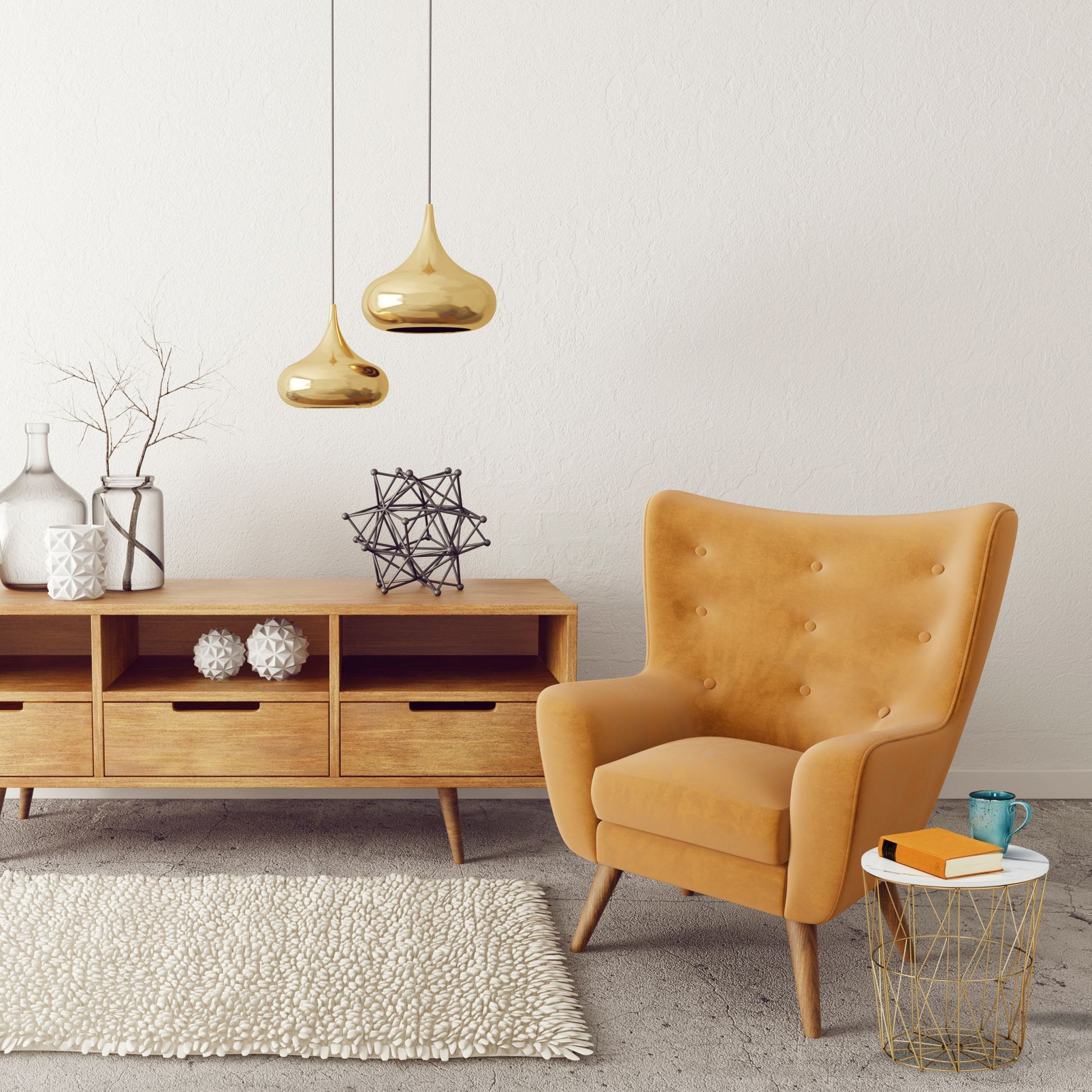 Korbtisch 3er-Set Weiss-Gold von Relaxdays