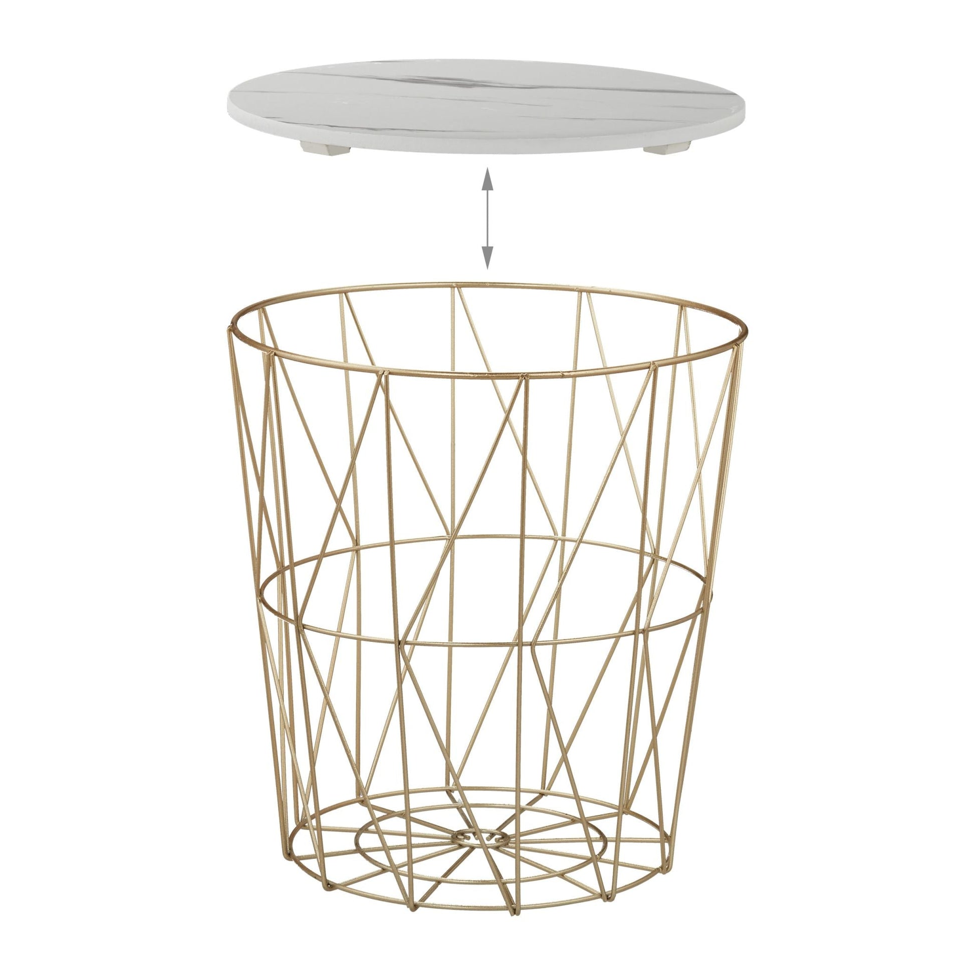 Korbtisch 3er-Set Weiss-Gold von Relaxdays