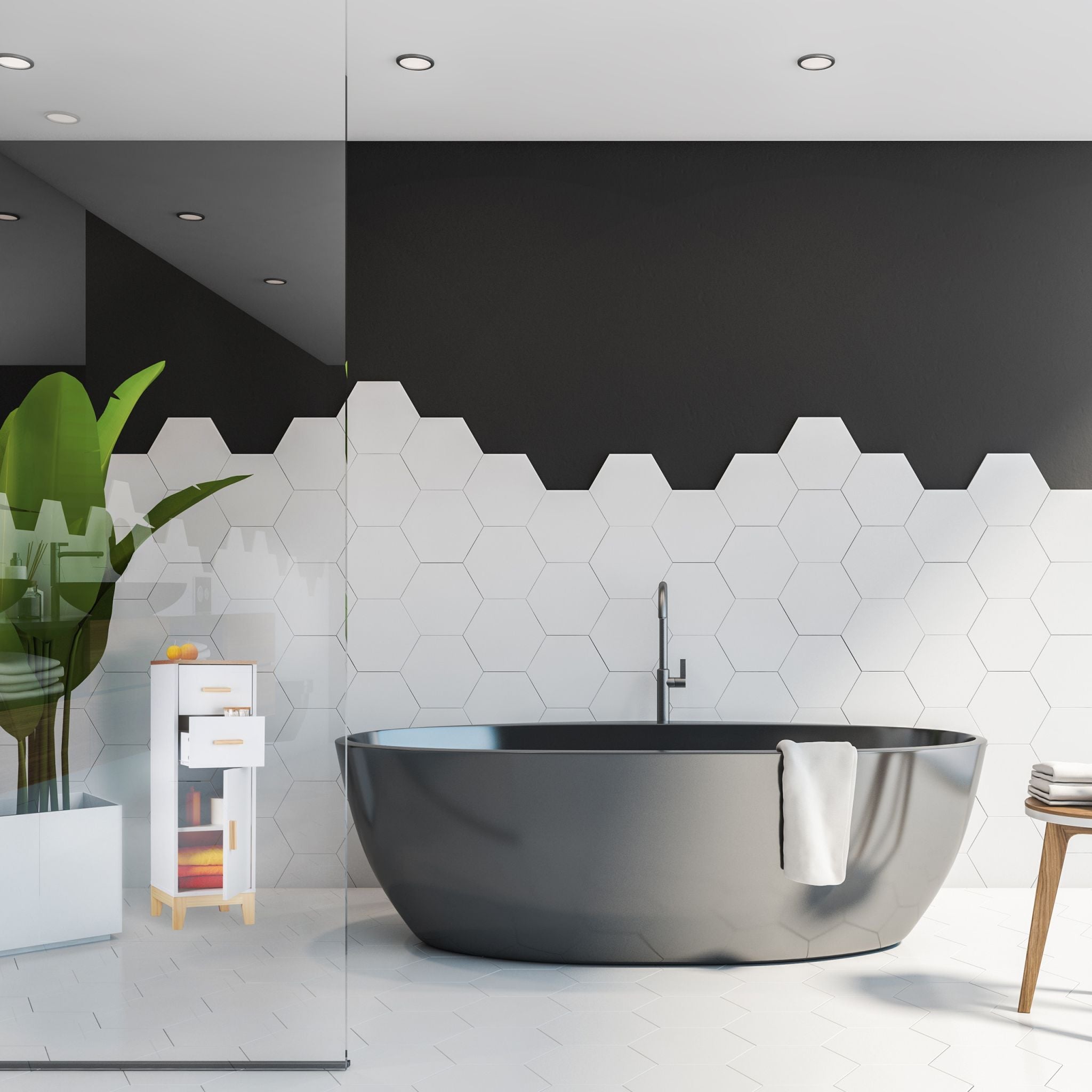 Badezimmerschrank mit 2 Schubladen Weiss-Hellbraun von Relaxdays