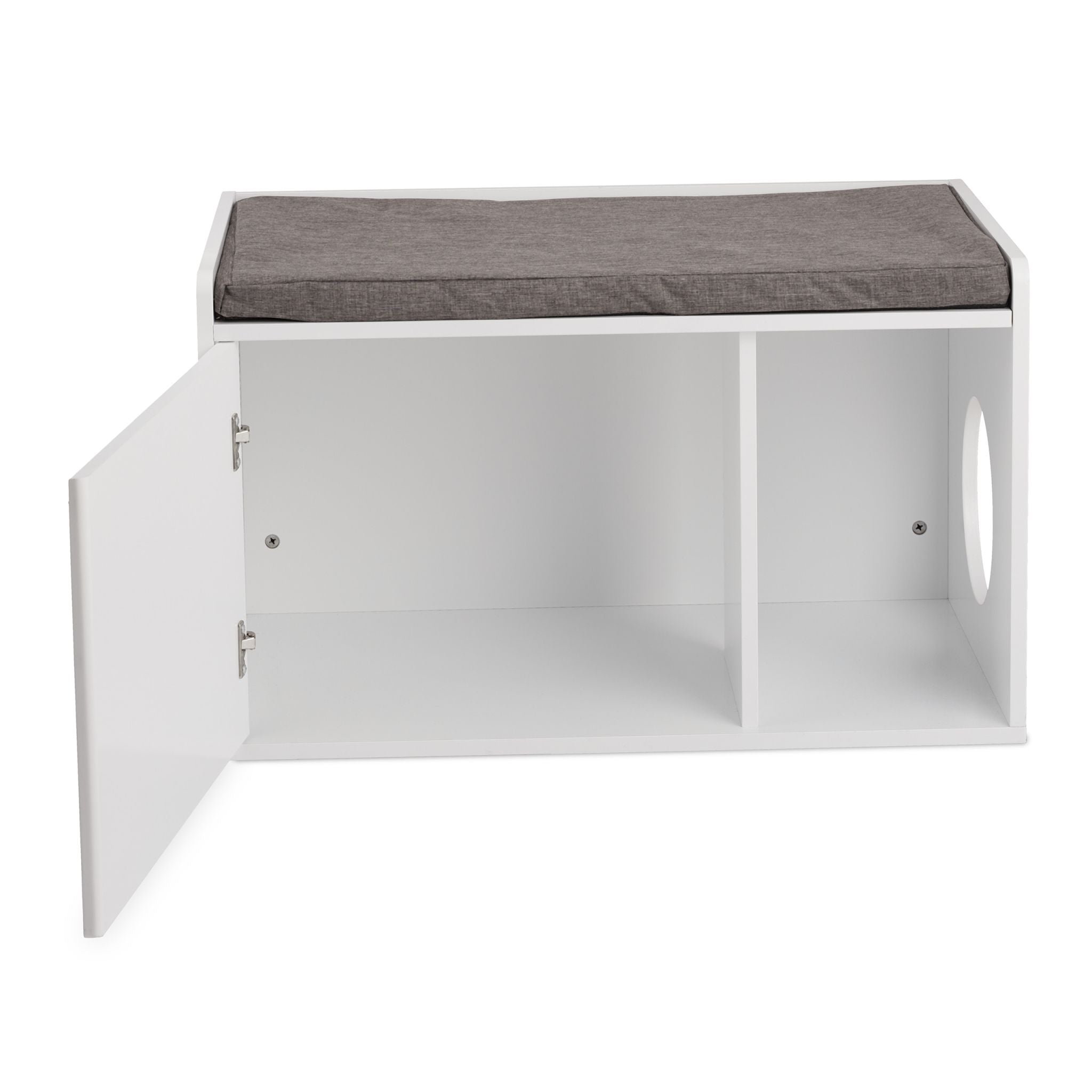 Katzenschrank mit Sitzauflage Weiss-Grau von Relaxdays