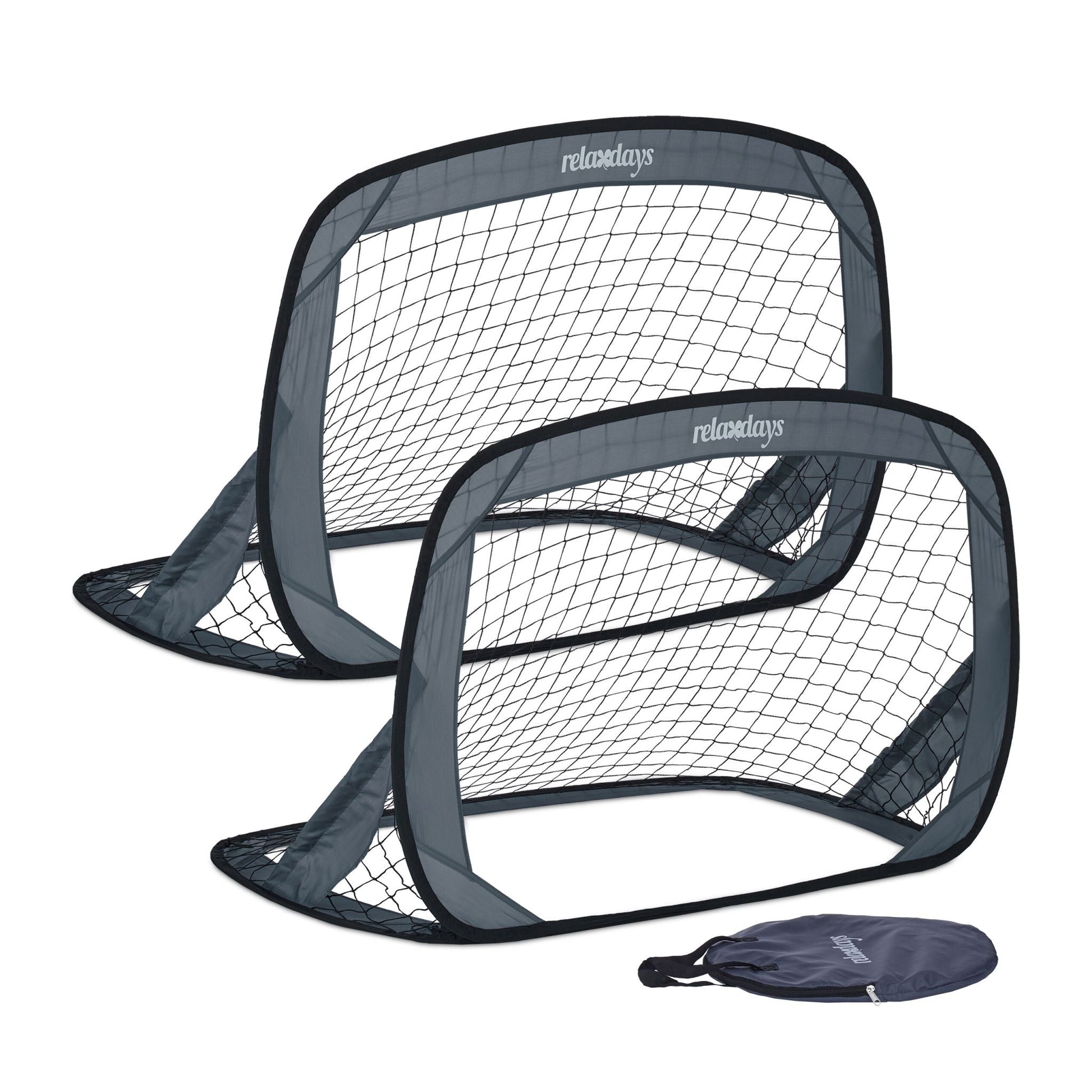 Fussballtore Pop-Up 2er-Set Schwarz-Grau von Relaxdays
