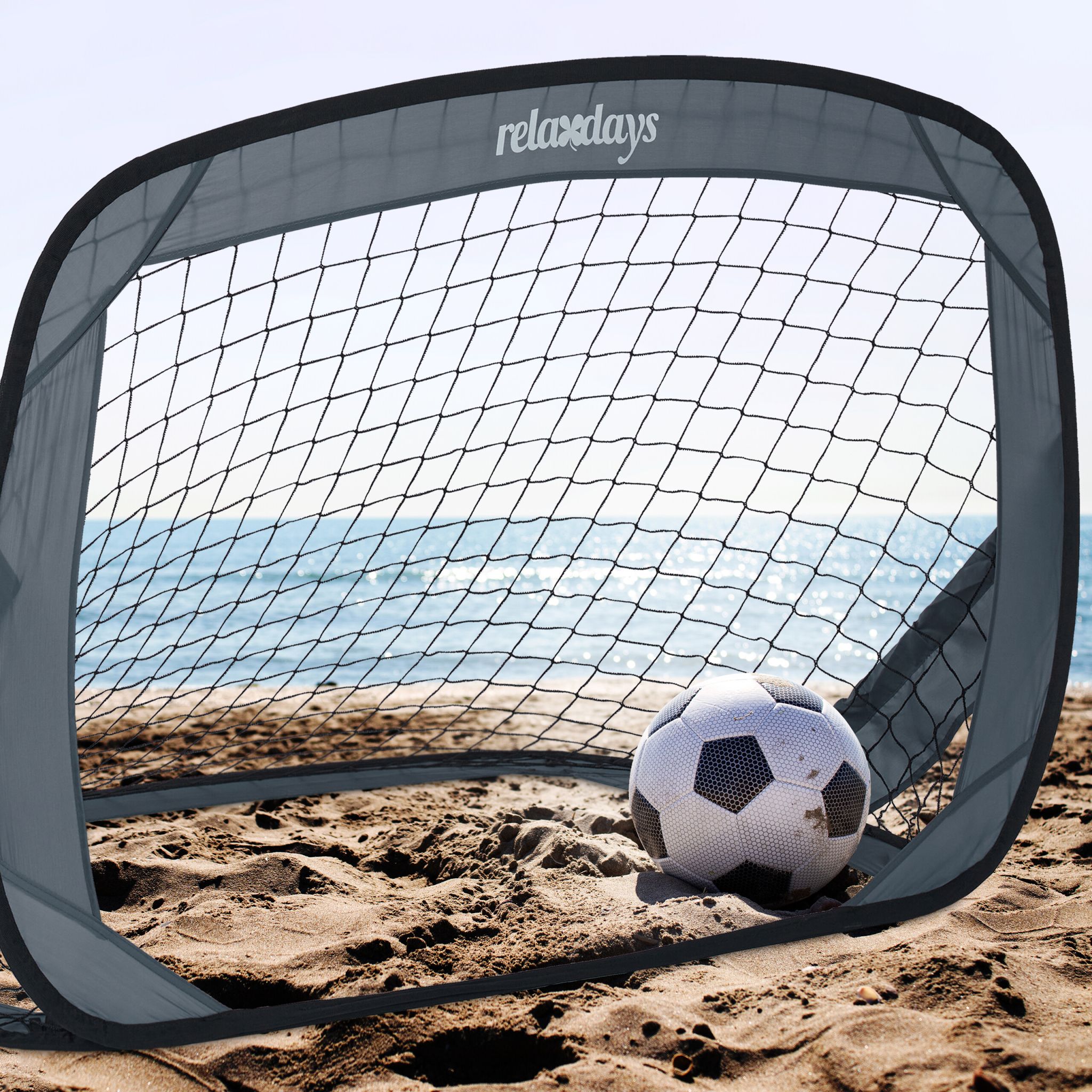 Fussballtore Pop-Up 2er-Set Schwarz-Grau von Relaxdays