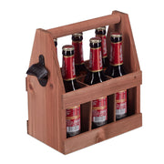 Bierträger Holz mit Flaschenöffner Braun von Relaxdays