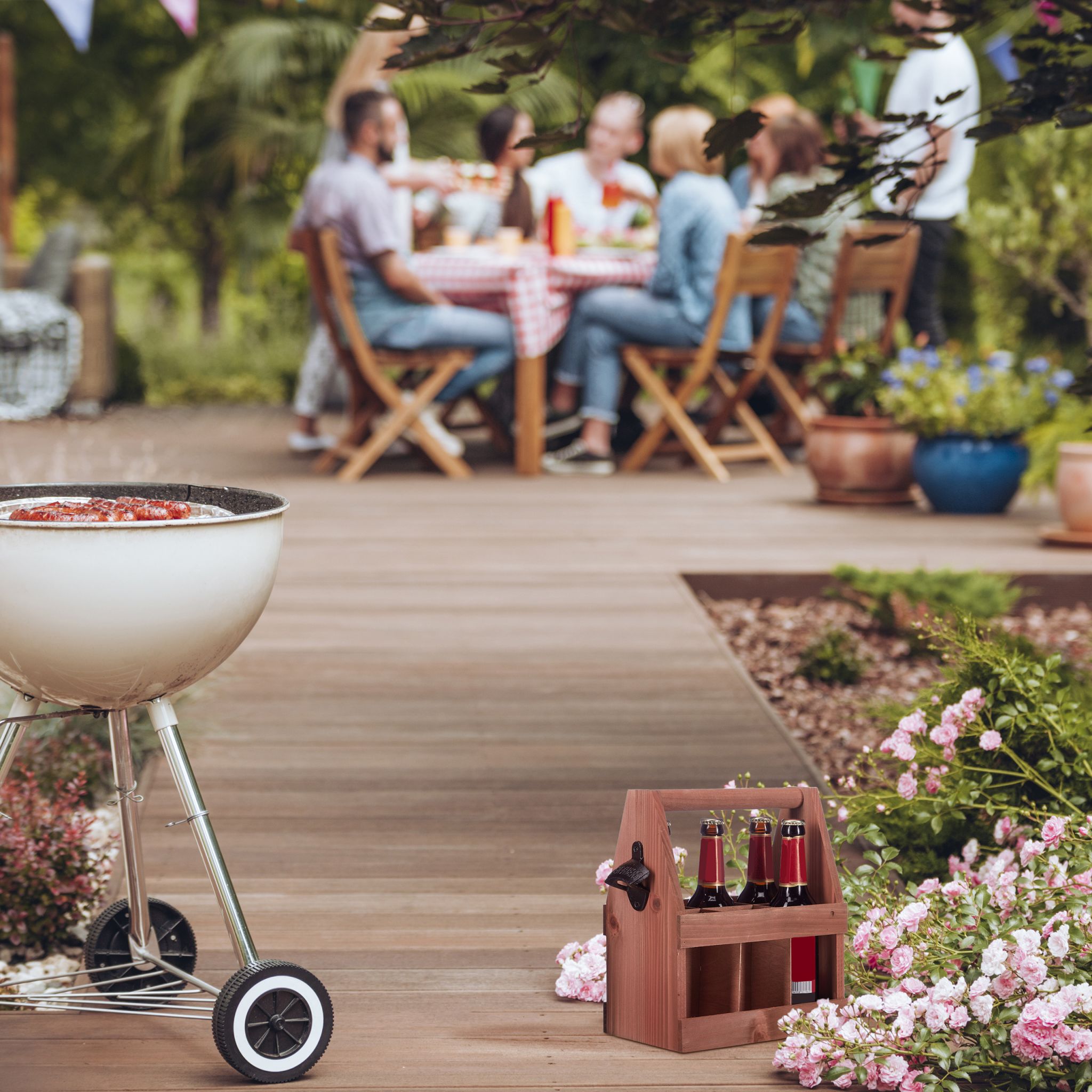 Bierträger Holz mit Flaschenöffner Braun von Relaxdays
