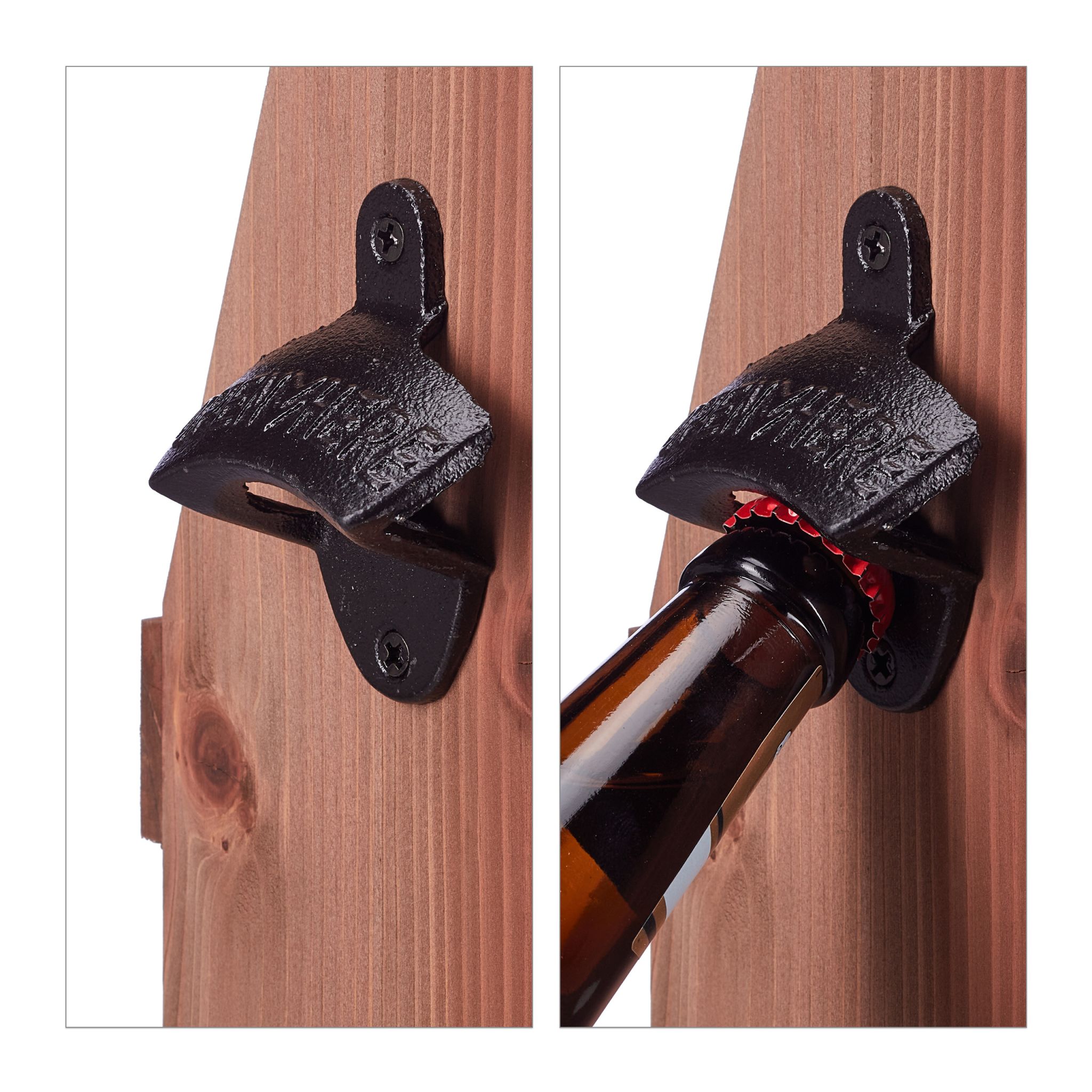 Bierträger Holz mit Flaschenöffner Braun von Relaxdays