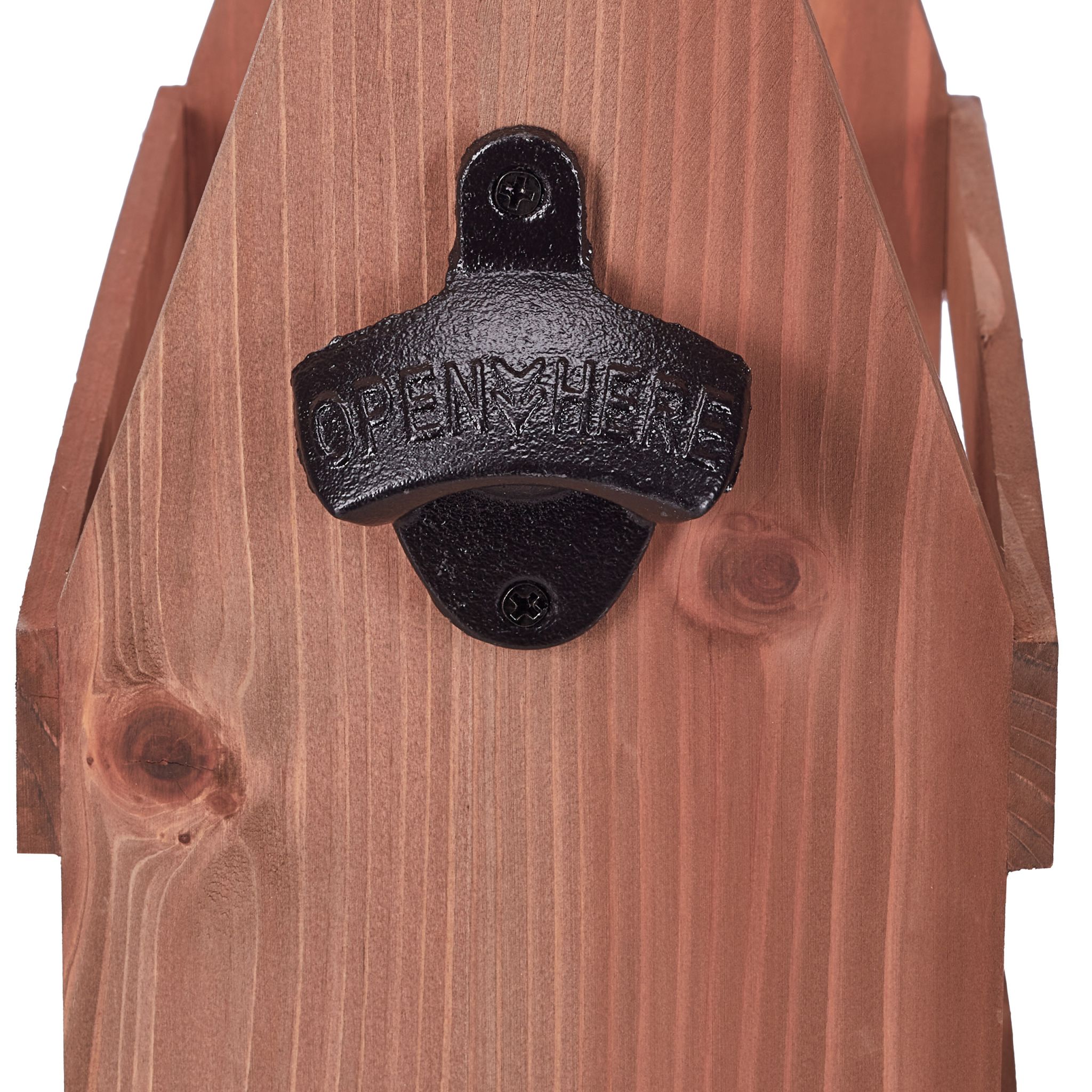 Bierträger Holz mit Flaschenöffner Braun von Relaxdays