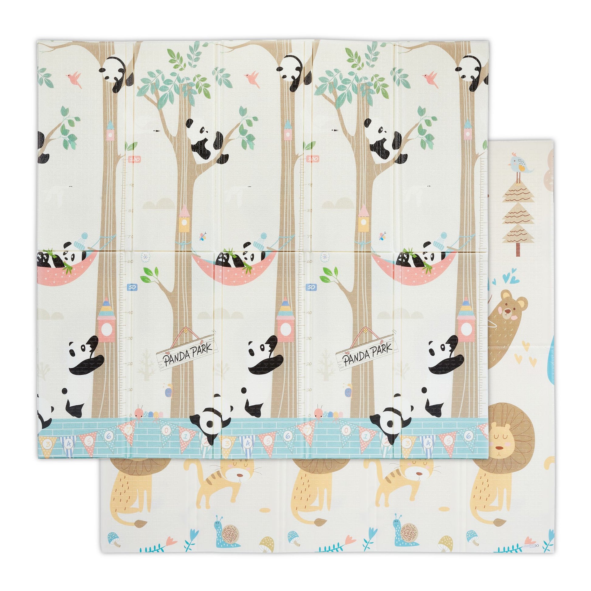 Faltbare Spielmatte mit Tiermotiven Weiss-Blau-Braun von Relaxdays
