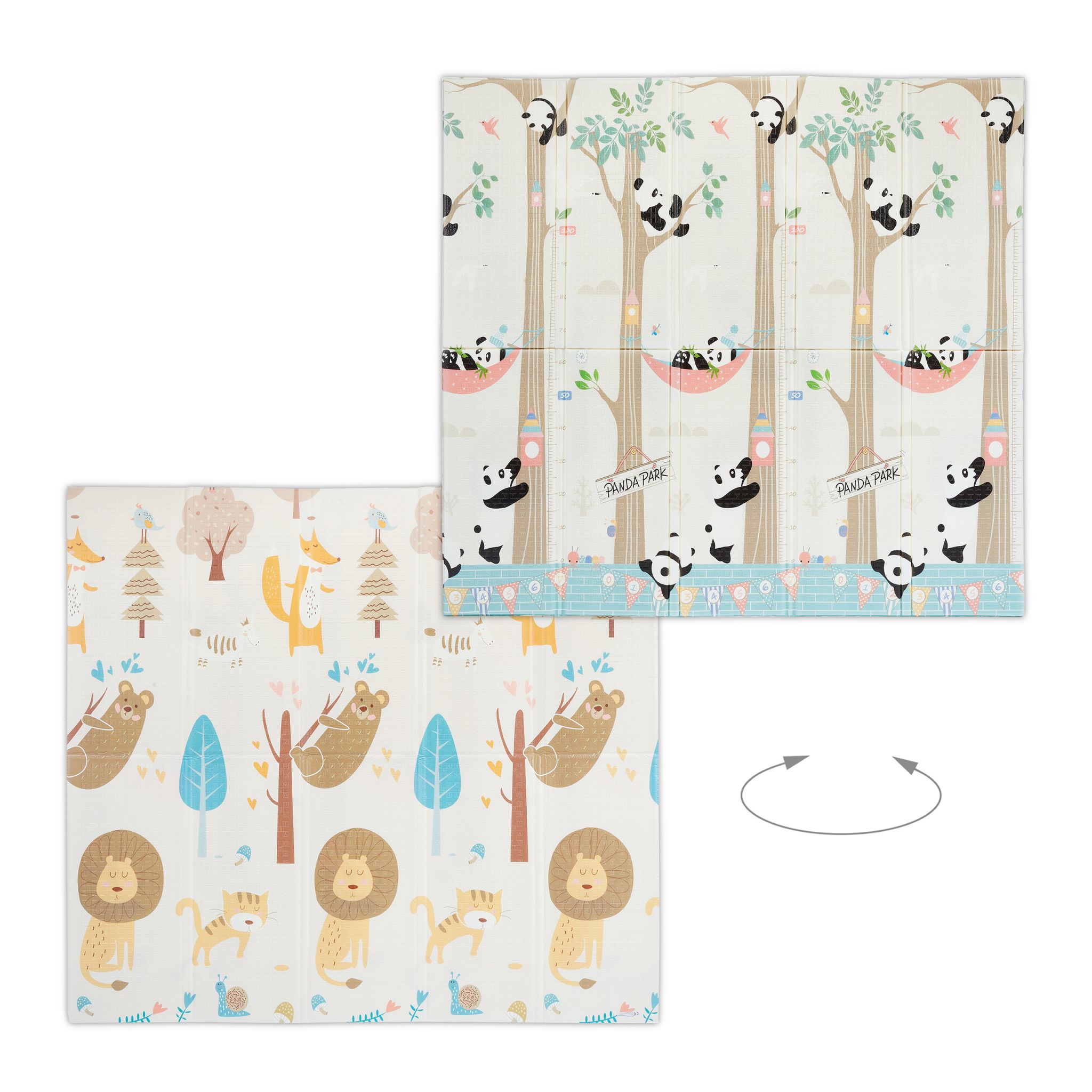 Faltbare Spielmatte mit Tiermotiven Weiss-Blau-Braun von Relaxdays