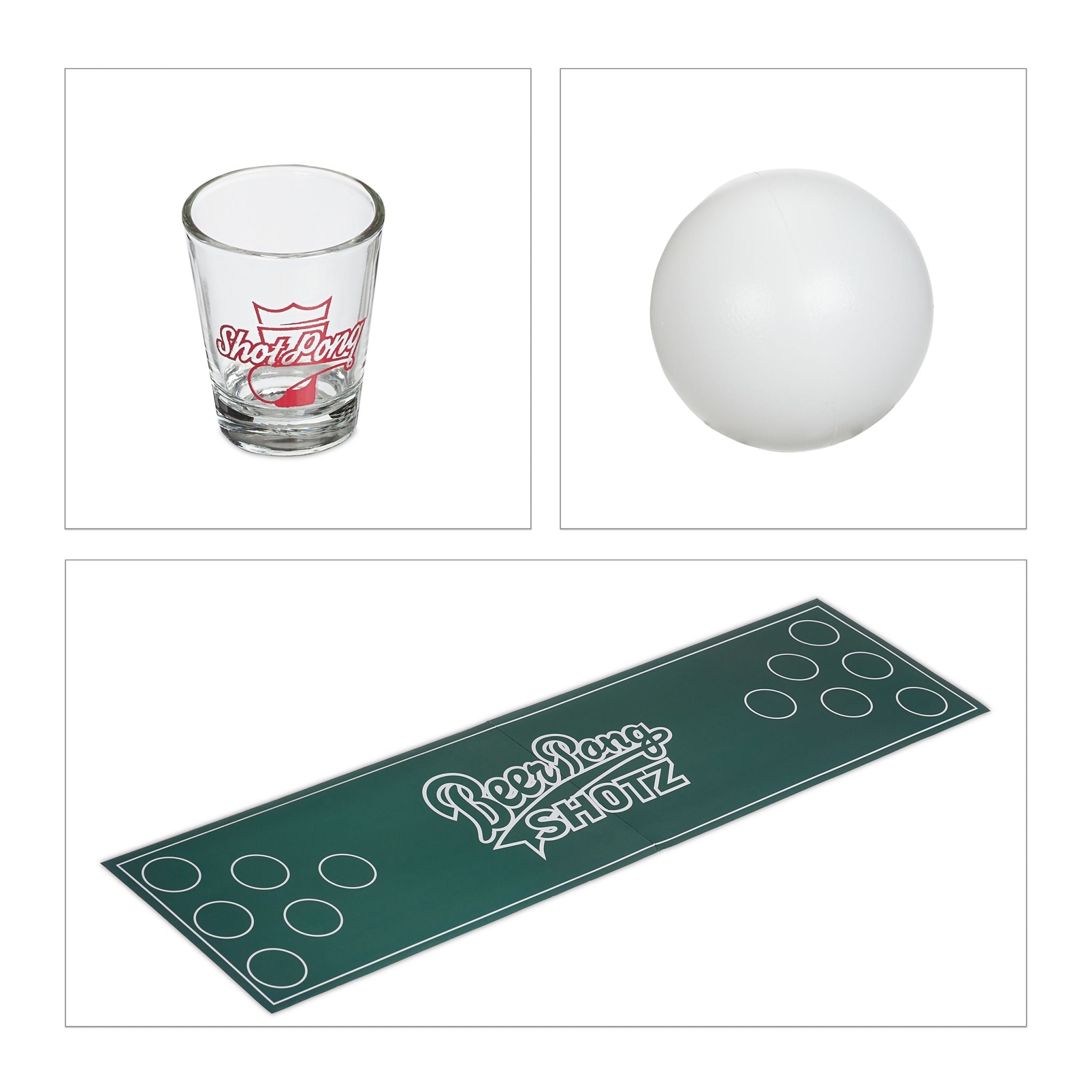 Mini Beer Pong Weiss-Dunkelgrün-Transparent von Relaxdays