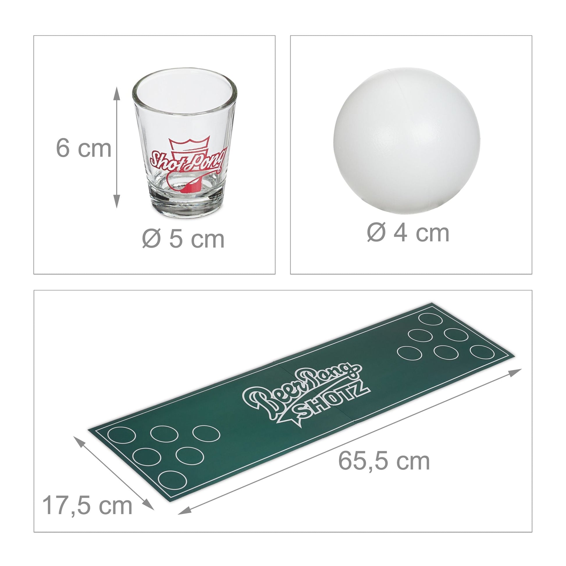 Mini Beer Pong Weiss-Dunkelgrün-Transparent von Relaxdays