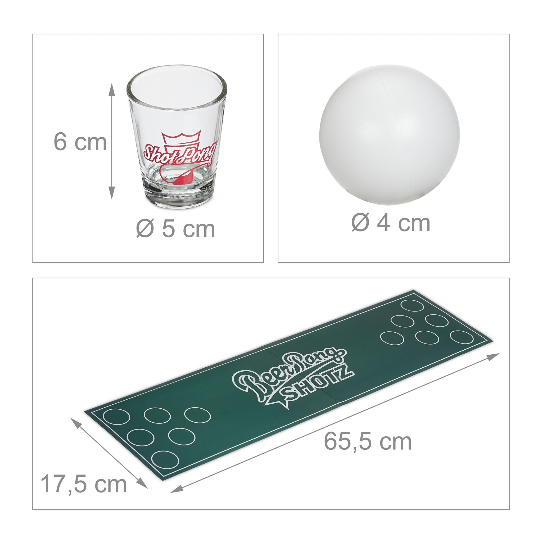 Mini Beer Pong Weiss-Dunkelgrün-Transparent von Relaxdays
