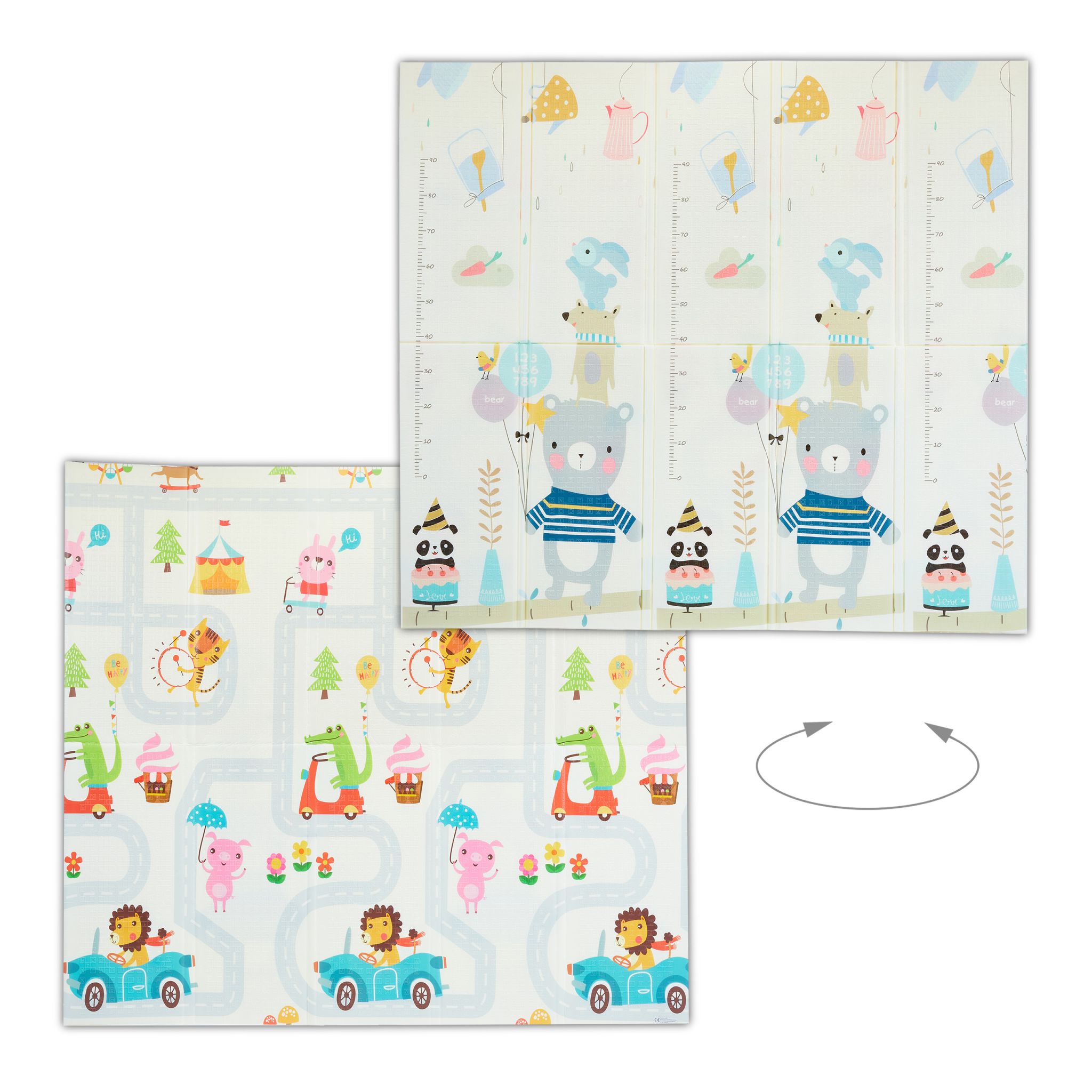 Faltbare Spielmatte mit Tieren Weiss-Blau-Braun von Relaxdays