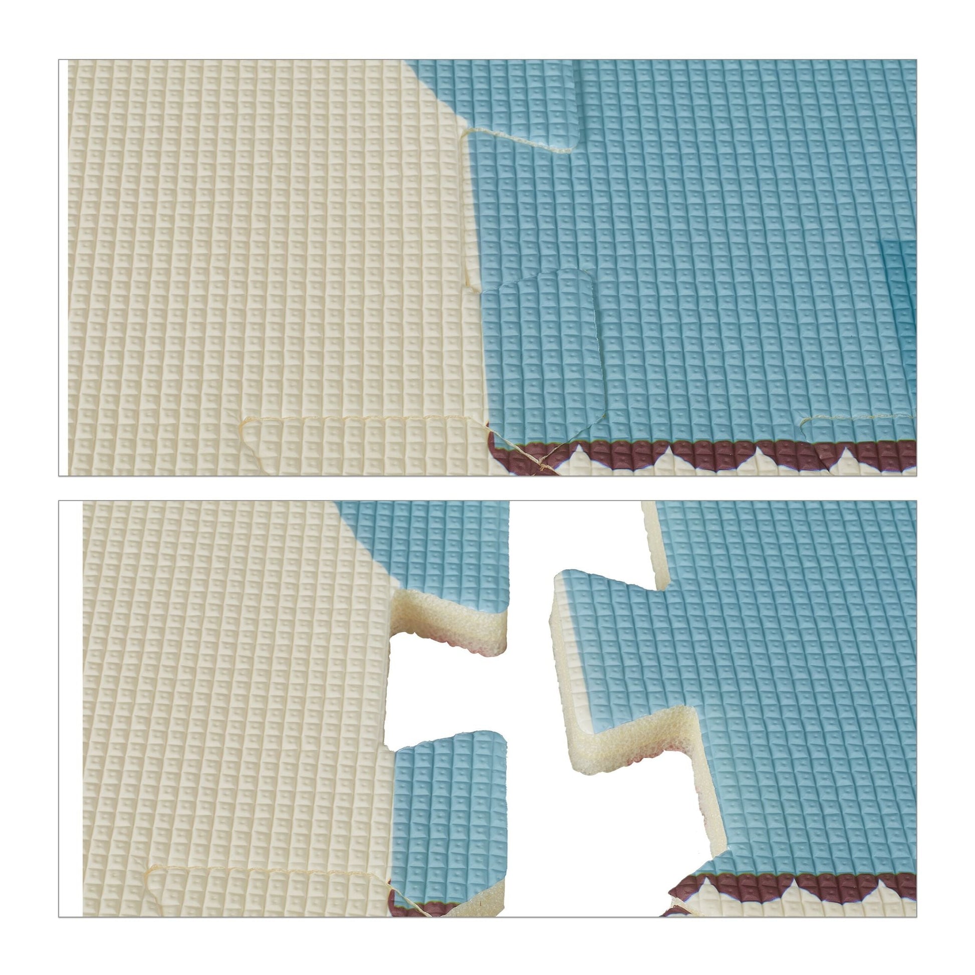 Puzzlematte Duo: Eule / Elefanten Weiss-Grün-Orange von Relaxdays