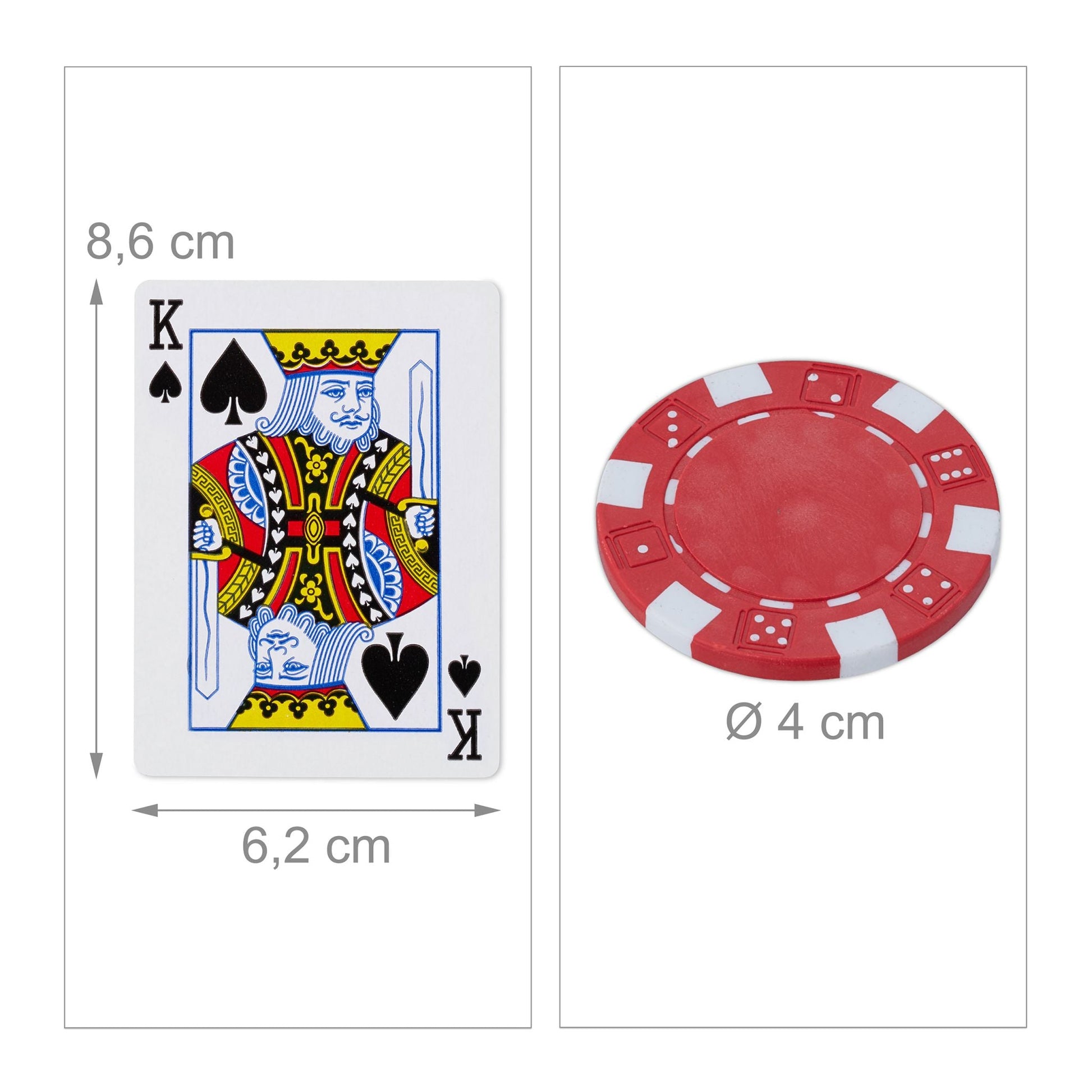 Pokerkoffer mit 100 Chips Silber von Relaxdays