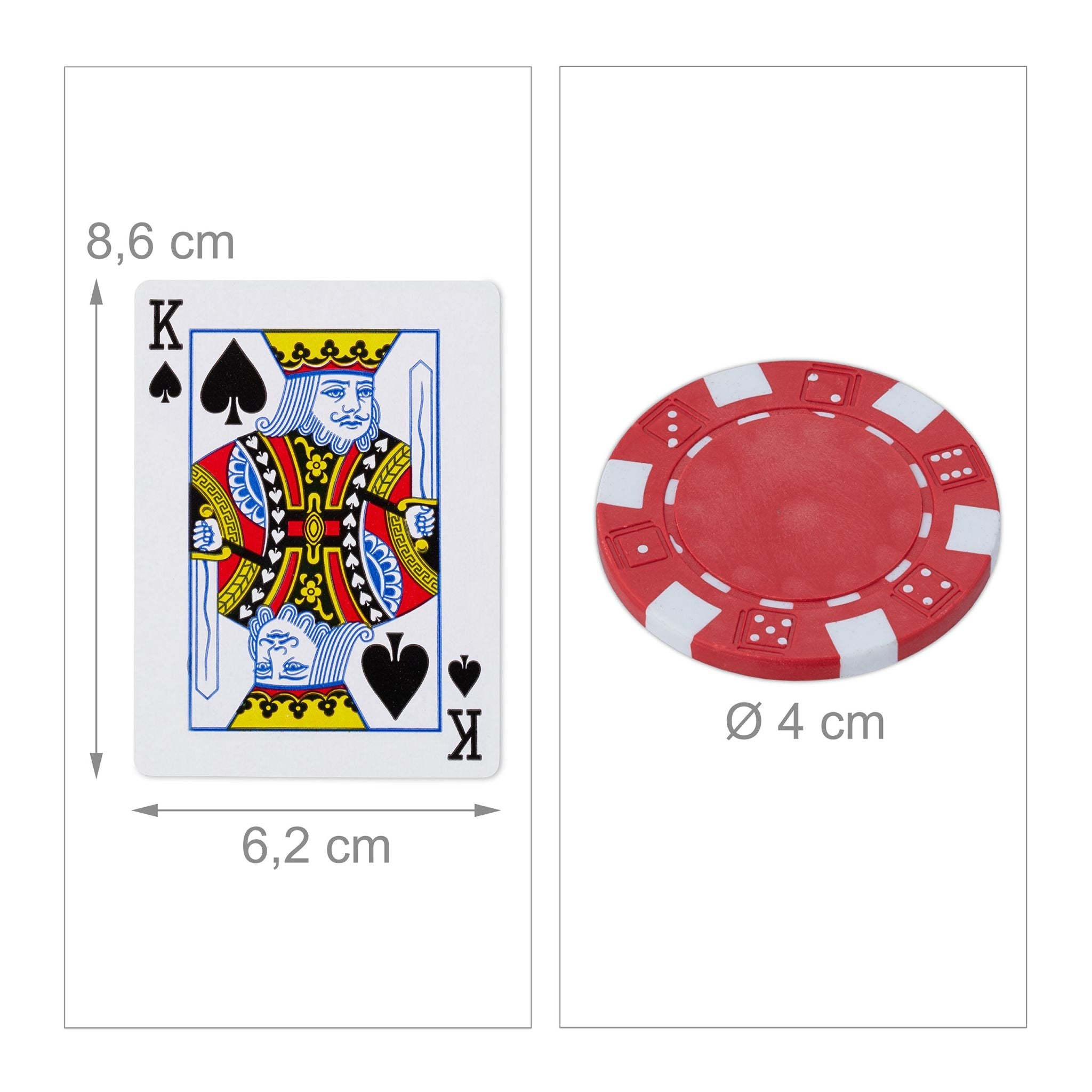 Pokerkoffer mit 100 Chips Silber von Relaxdays