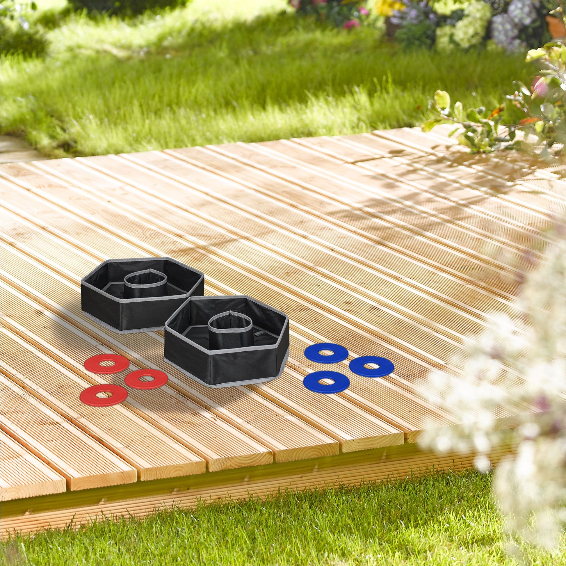 Wurfspiel Washer Toss Blau-Rot-Schwarz von Relaxdays