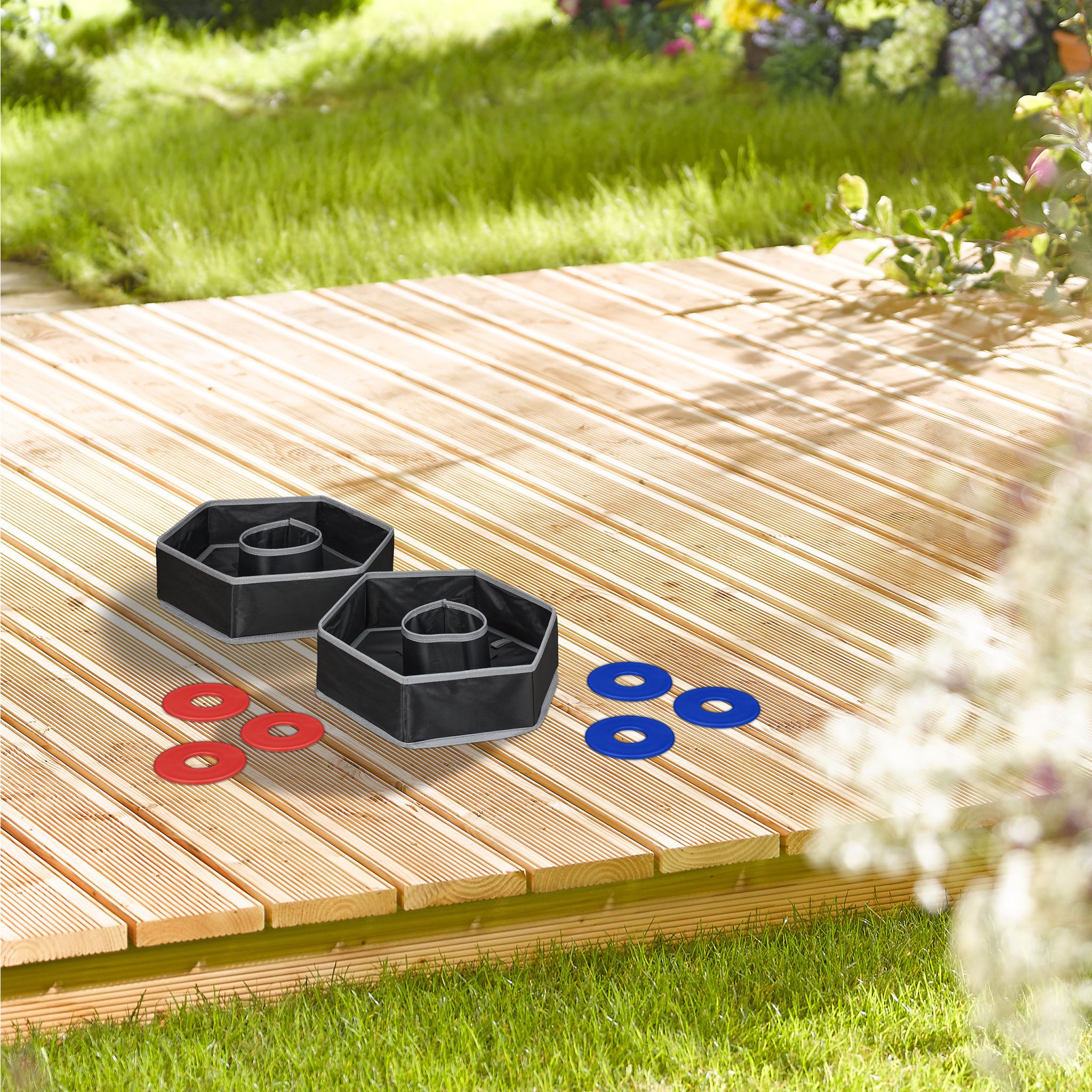 Wurfspiel Washer Toss Blau-Rot-Schwarz von Relaxdays
